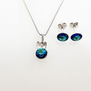 Set din argint cu Swarovski Rivoli Iepuras Bermuda Blue