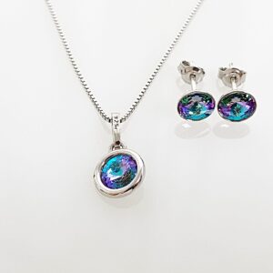 Set din argint cu Swarovski Rivoli cu Bordura Vitrail Light