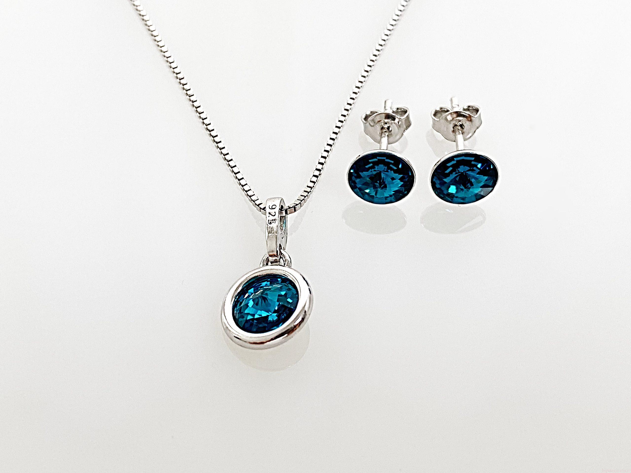 IMG_4098 Set din argint cu Swarovski Rivoli cu Bordura Blue Zircon