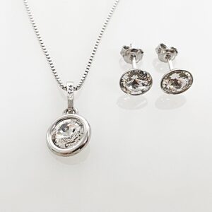 Set din argint cu Swarovski Rivoli cu Bordura Crystal
