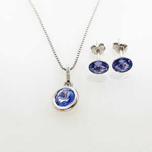 Set din argint cu Swarovski Rivoli cu Bordura Provence Lavander