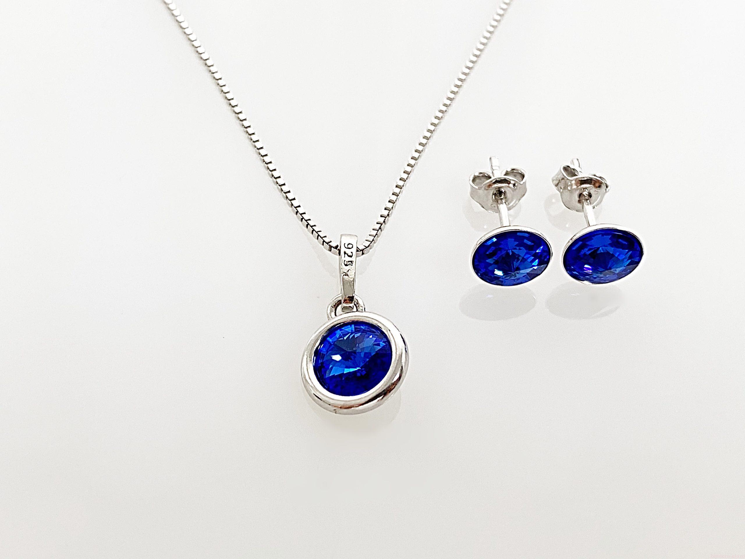 IMG_4122 Set din argint cu Swarovski Rivoli cu Bordura Sapphire