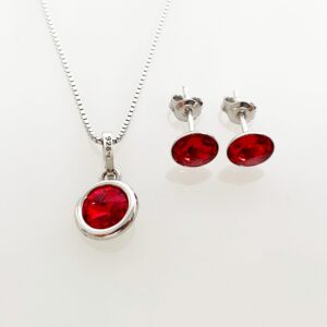 Set din argint cu Swarovski Rivoli cu Bordura Light Siam