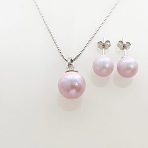 Set din argint cu Swarovski Perla Iridescent Dreamy Rose