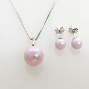 Set din argint cu Swarovski Perla Iridescent Dreamy Rose Simplu