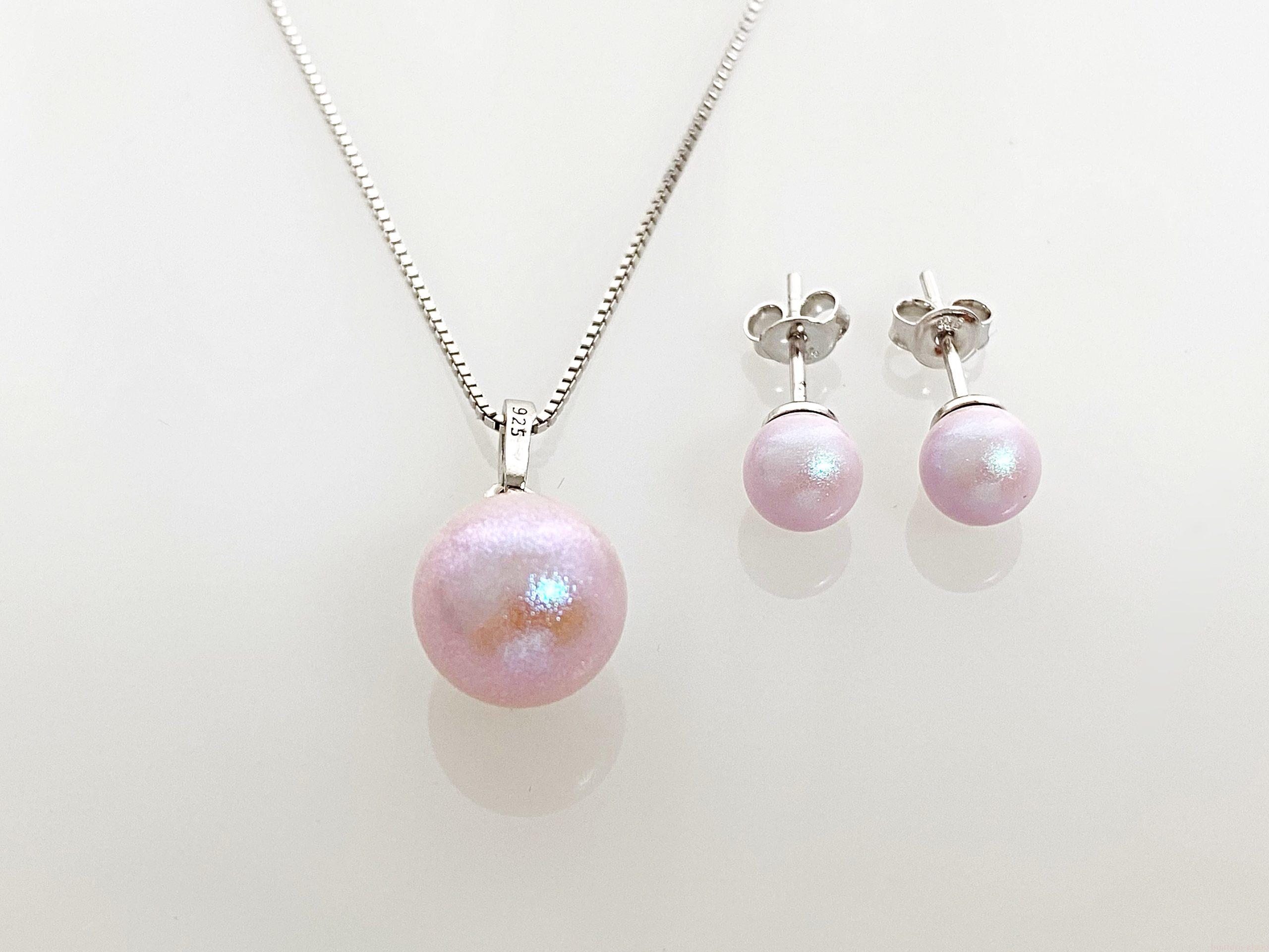 IMG_4163 Set din argint cu Swarovski Perla Iridescent Dreamy Rose Simplu