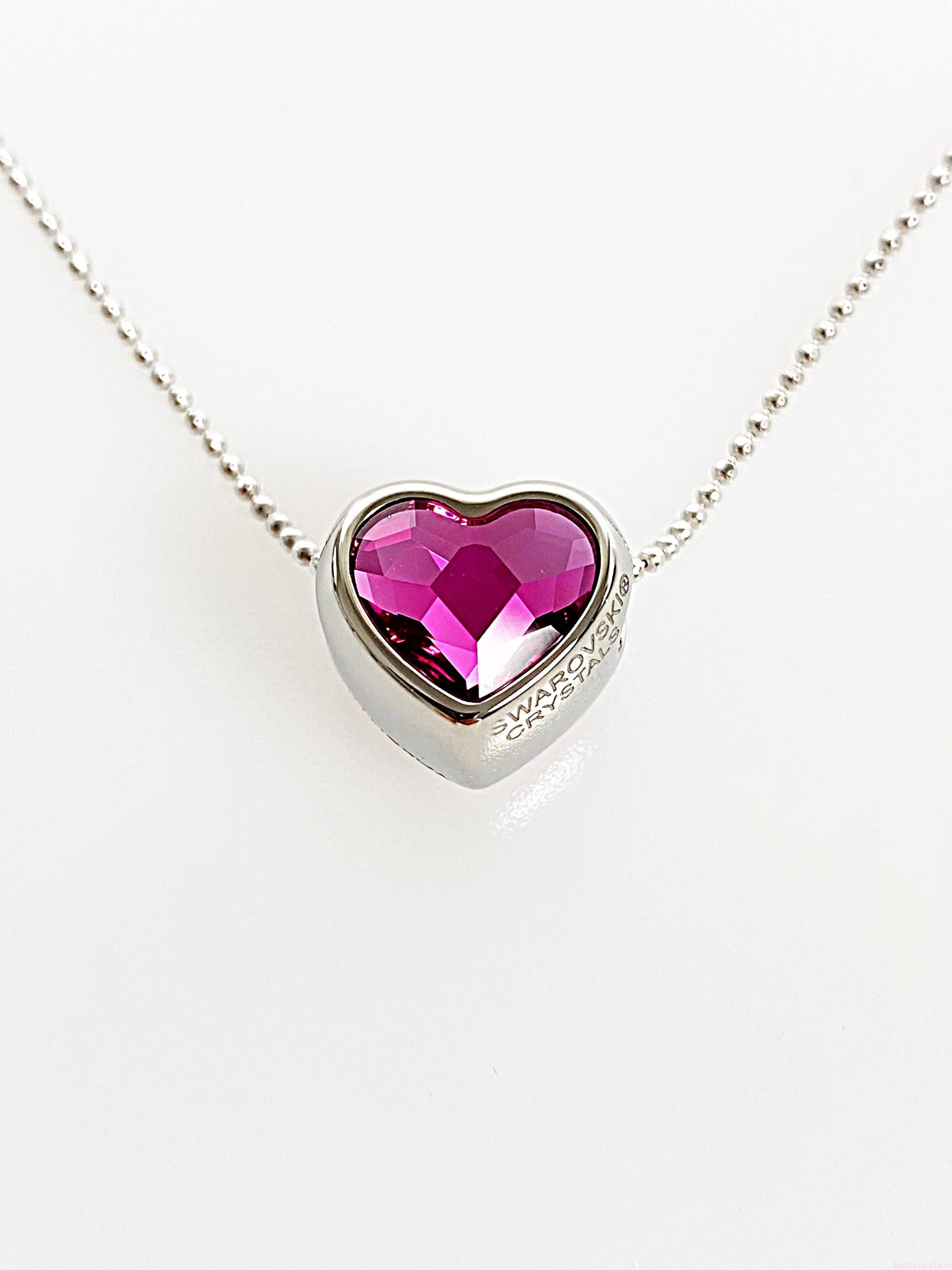 IMG_4257 Colier cu pandantiv Swarovski, model Inima Be My Valentine, culoare Fuchsia poza 1