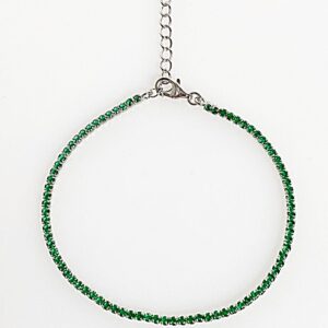 Bratara din argint 925 rodiat, marcat, cu Swarovski, model Chaton, culoare Moss Green, dimensiune cristale 1.5 mm