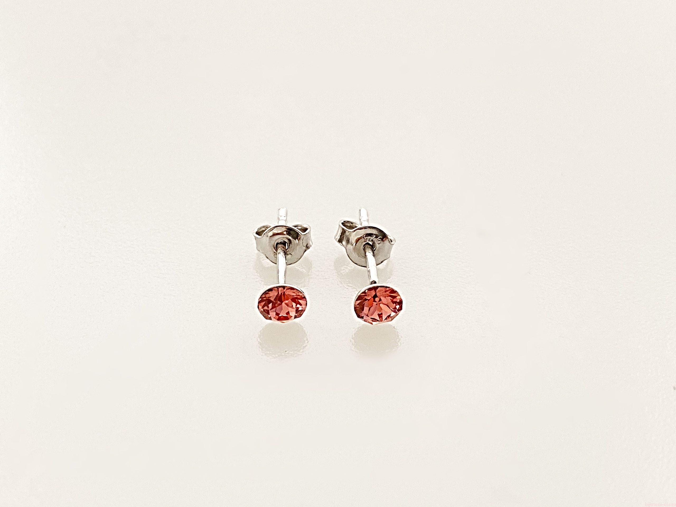 IMG_4367 Cercei din argint 925 rodiat, marcat, cu Swarovski, model Chaton, culoare Rose Peach, dimensiune cristale 4 mm. poza 1