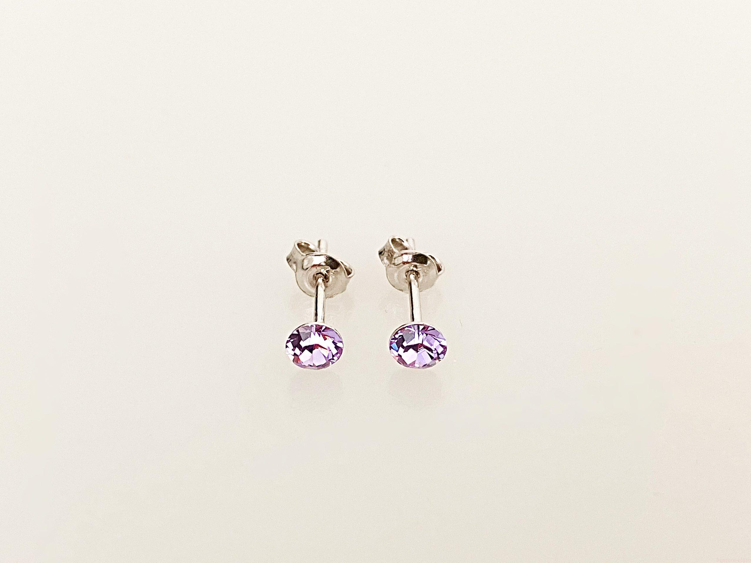 IMG_4392 Cercei din argint 925 rodiat, marcat, cu Swarovski, model Chaton, culoare Violet, dimensiune cristale 4 mm. poza 1