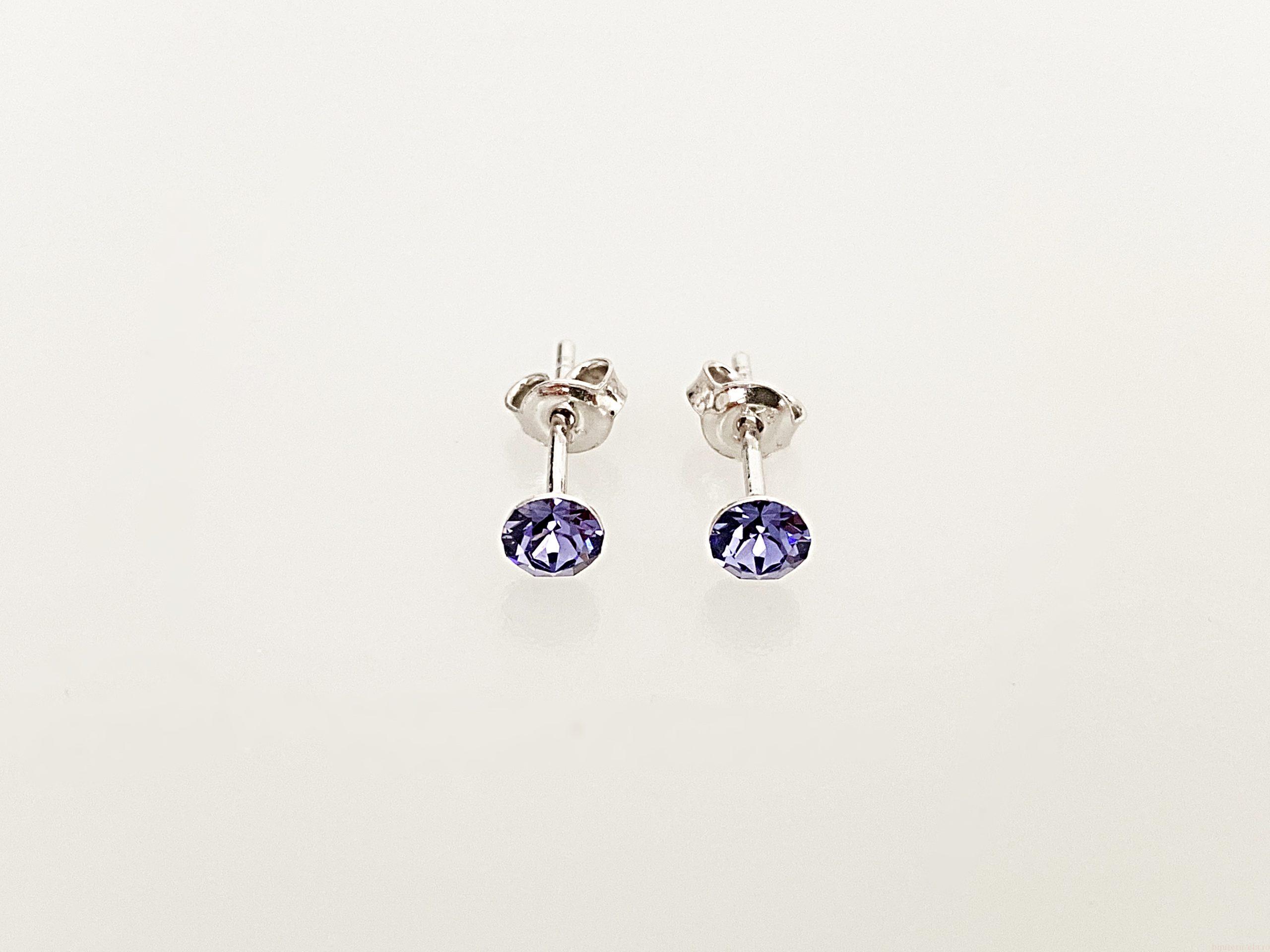 IMG_4400 Cercei din argint 925 rodiat, marcat, cu Swarovski, model Chaton, culoare Tanzanite, dimensiune cristale 4 mm. poza 1