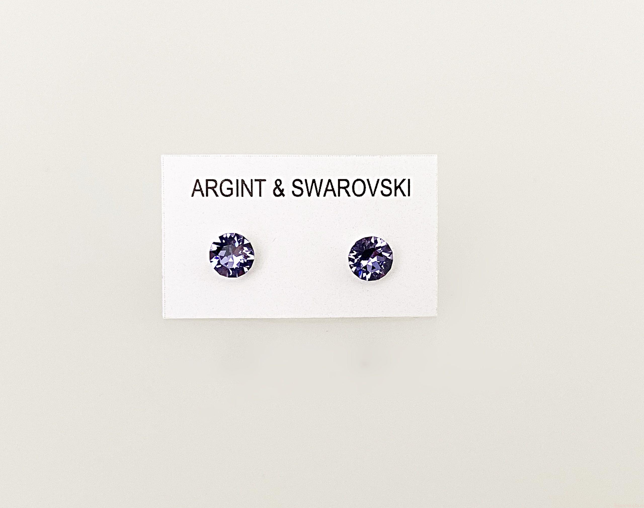 IMG_4401 Cercei din argint 925 rodiat, marcat, cu Swarovski, model Chaton, culoare Tanzanite, dimensiune cristale 4 mm. poza 2