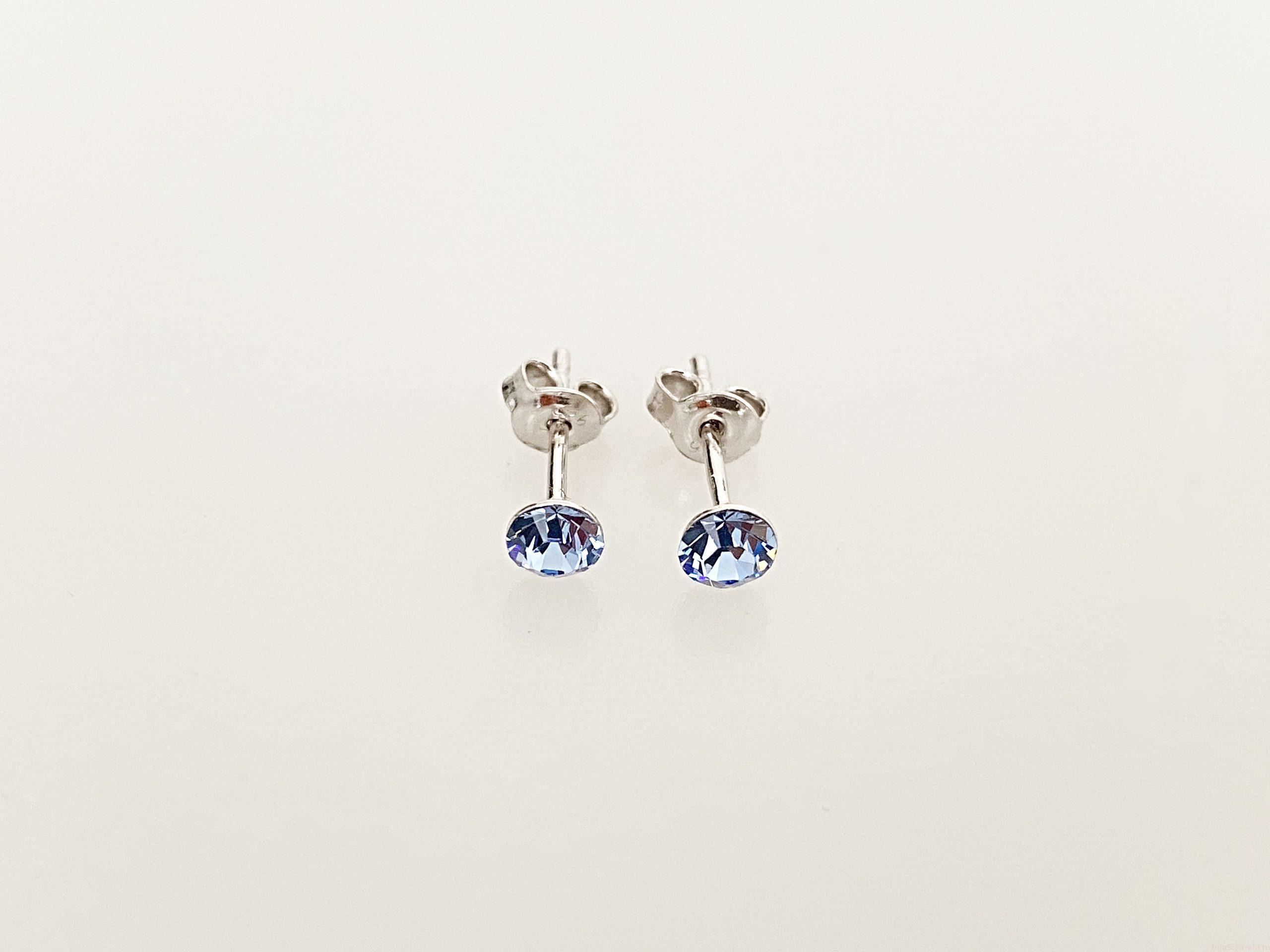 IMG_4408 Cercei din argint 925 rodiat, marcat, cu Swarovski, model Chaton, culoare Light Sapphire, dimensiune cristale 4 mm. poza 1