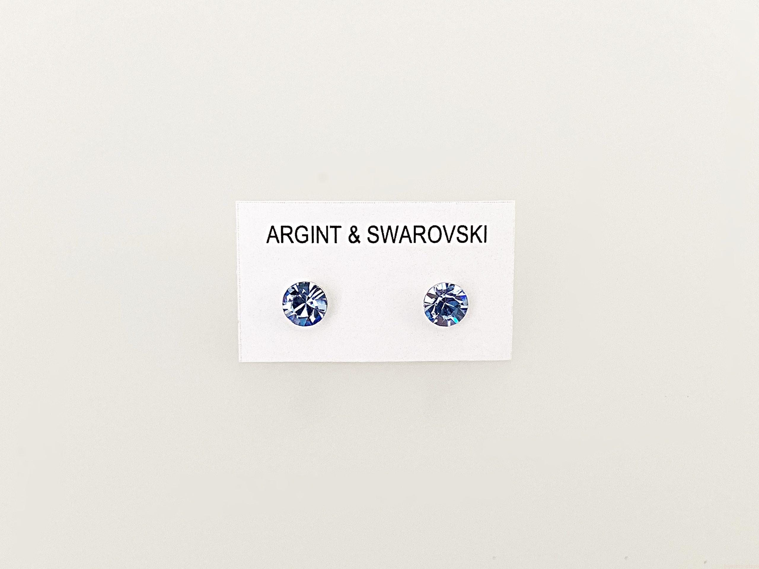 IMG_4409 Cercei din argint 925 rodiat, marcat, cu Swarovski, model Chaton, culoare Light Sapphire, dimensiune cristale 4 mm. poza 2