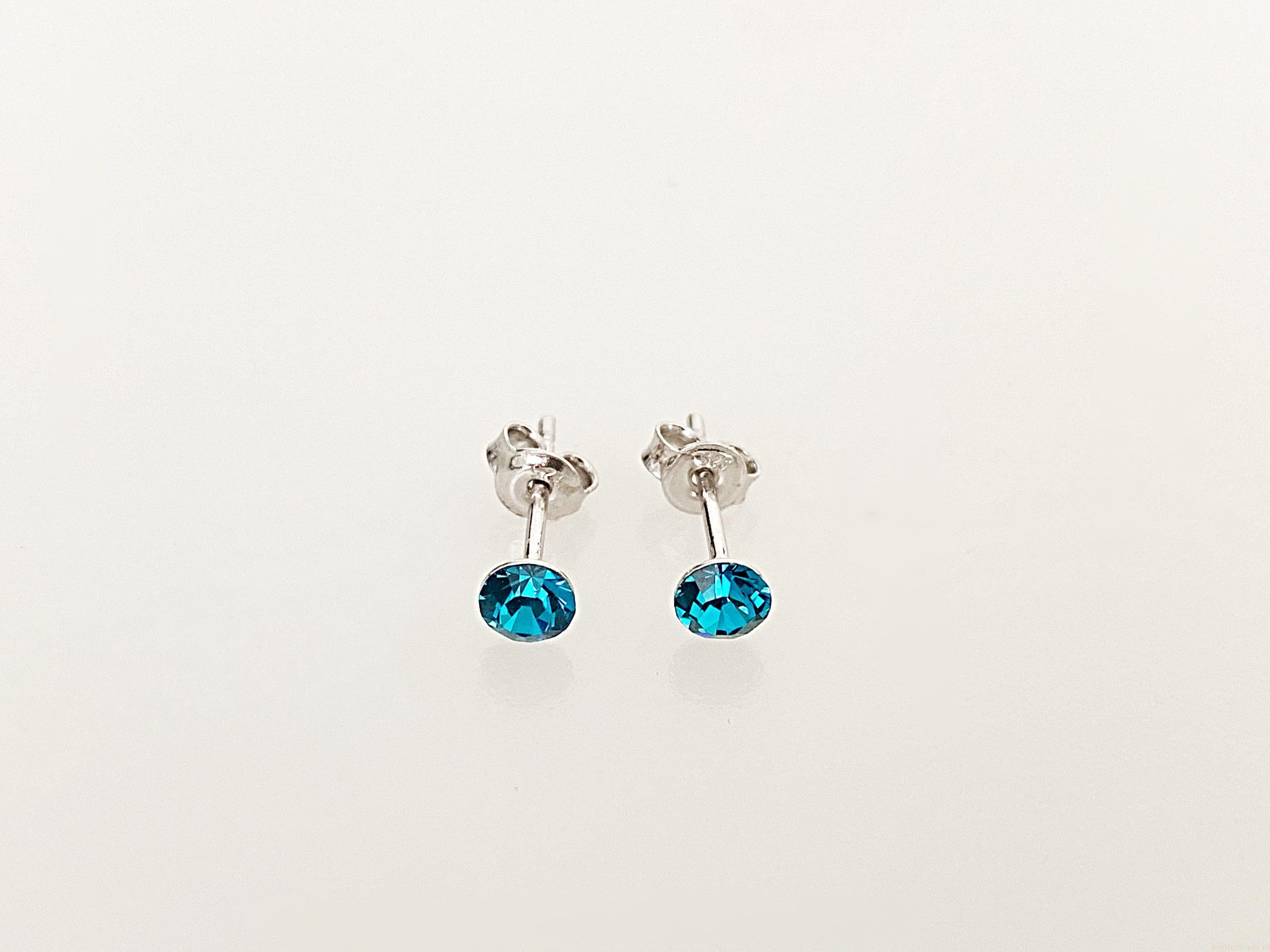 IMG_4427 Cercei din argint 925 rodiat, marcat, cu Swarovski, model Chaton, culoare Indicolite, dimensiune cristale 4 mm poza 1