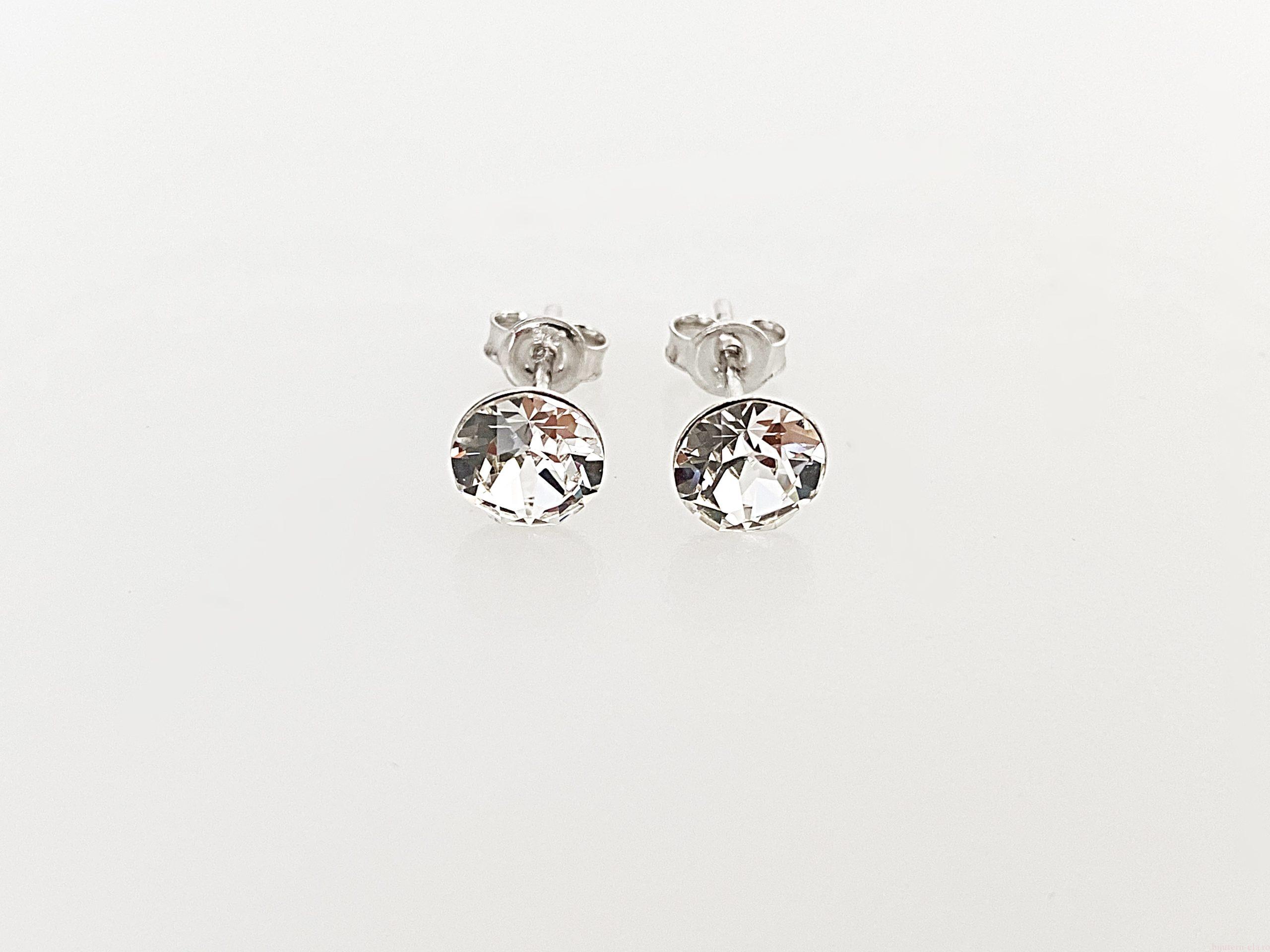 IMG_4447 Cercei din argint 925 rodiat, marcat, cu Swarovski, model Chaton, culoare Crystal, dimensiune cristale 6 mm poza 1