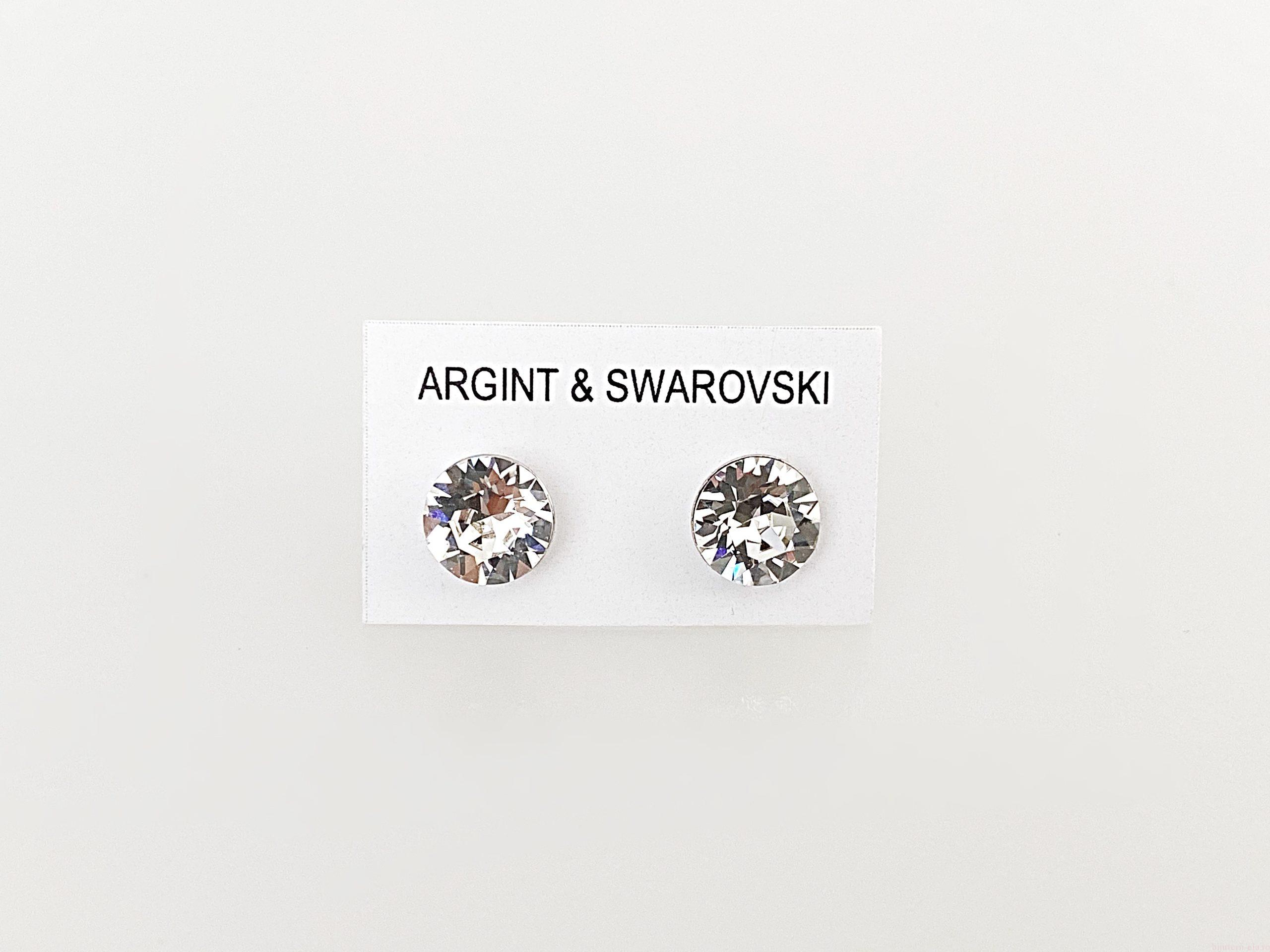 IMG_4448 Cercei din argint 925 rodiat, marcat, cu Swarovski, model Chaton, culoare Crystal, dimensiune cristale 6 mm poza 2