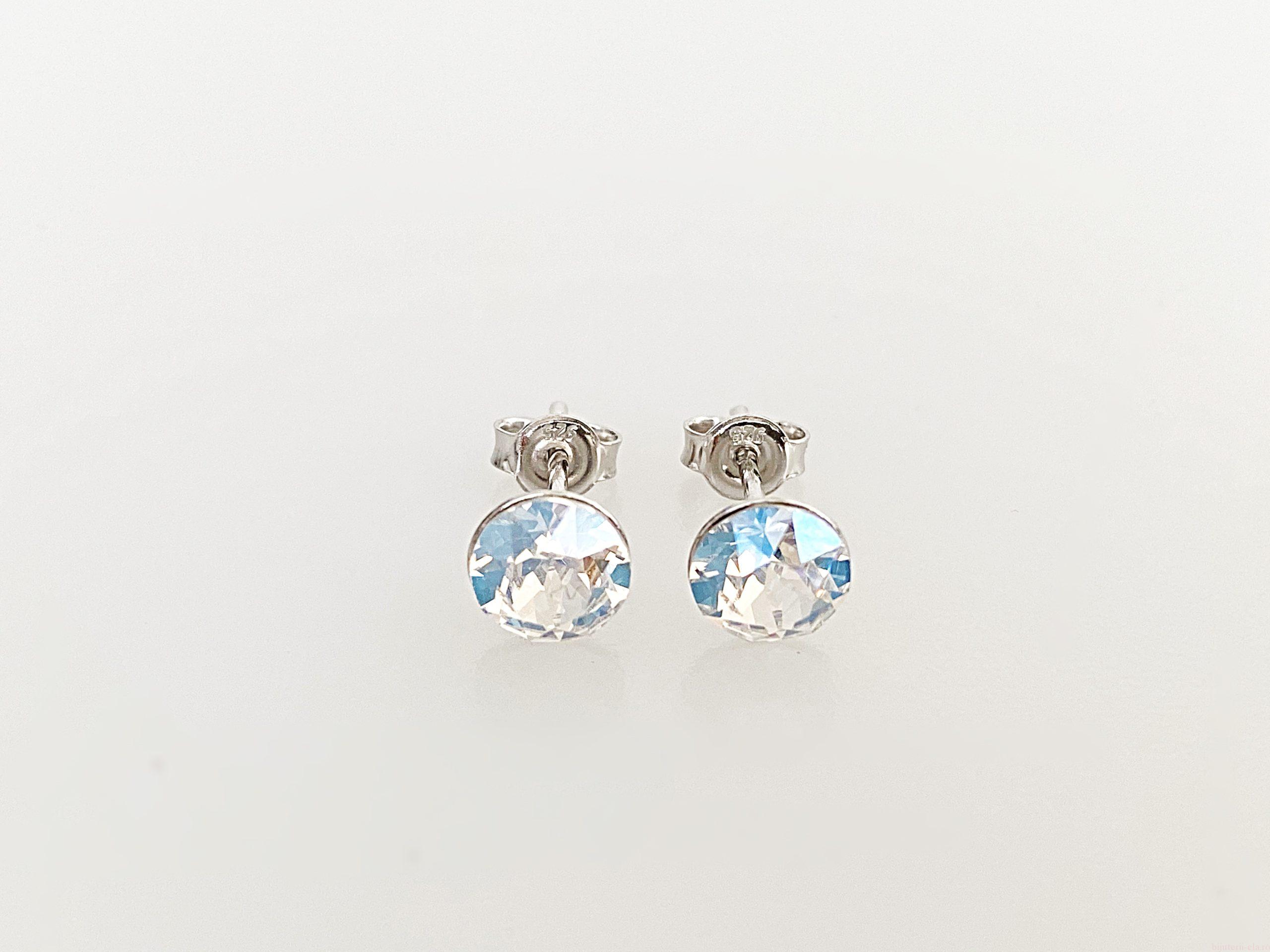 IMG_4451 Cercei din argint 925 rodiat, marcat, cu Swarovski, model Chaton, culoare Moonlight, dimensiune cristale 6 mm poza 1
