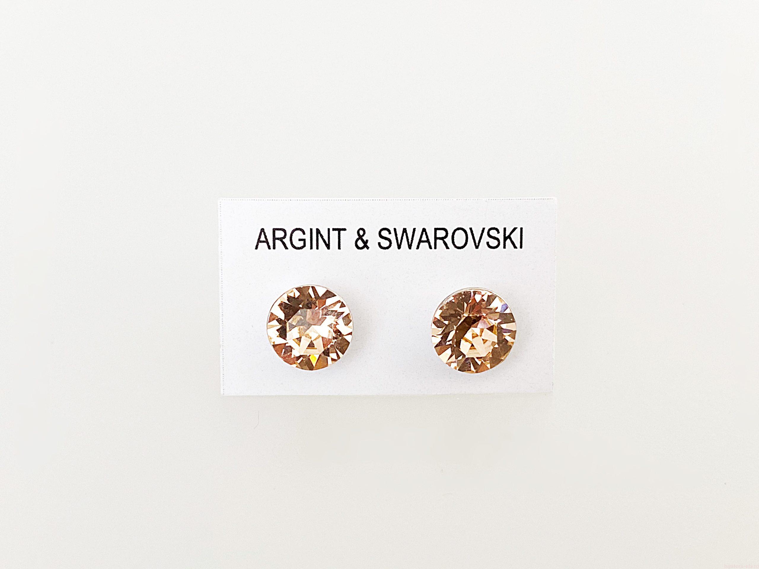 IMG_4460 Cercei din argint 925 rodiat, marcat, cu Swarovski, model Chaton, culoare Light Peach, dimensiune cristale 6 mm poza 2