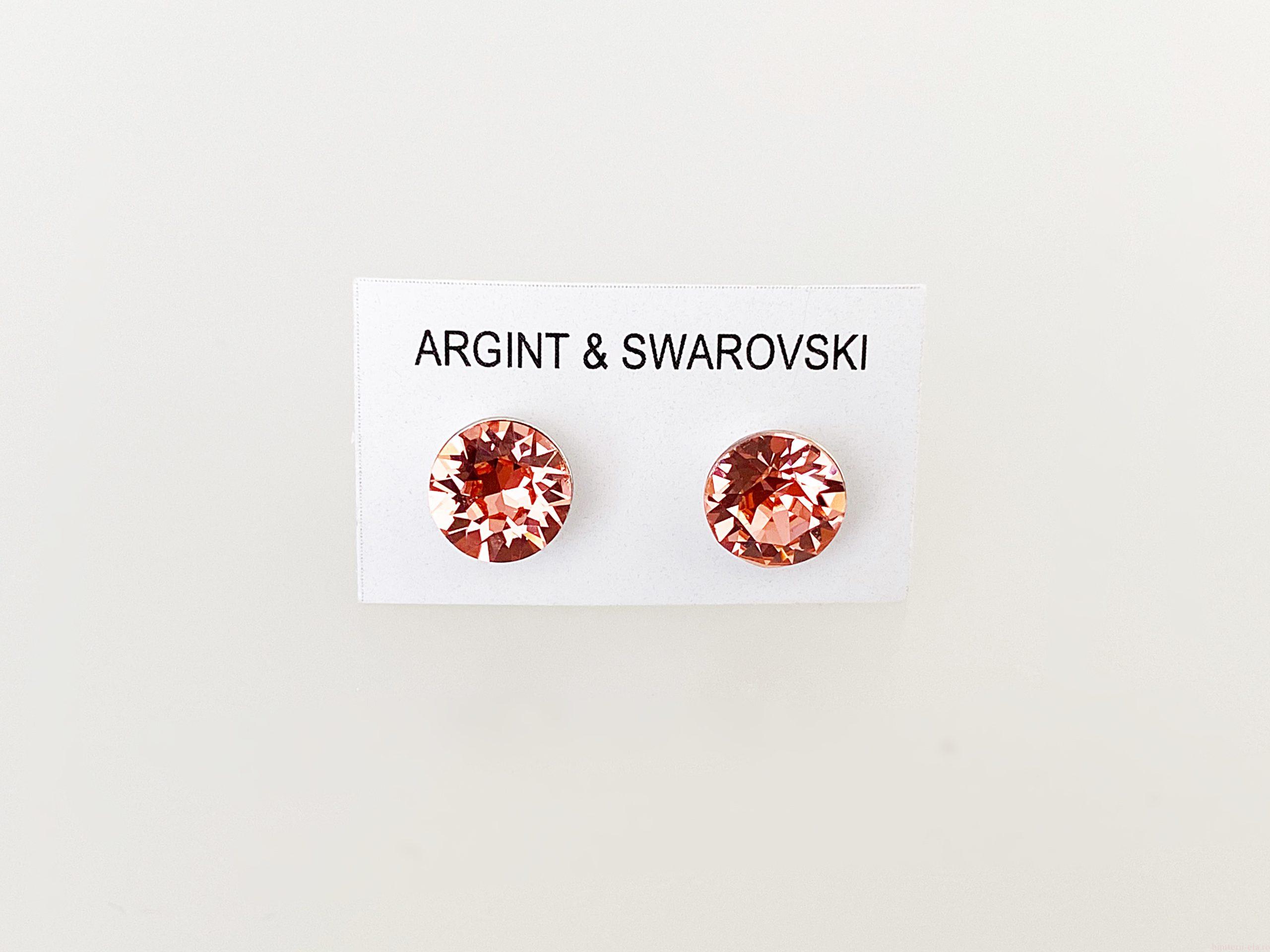 IMG_4468 Cercei din argint 925 rodiat, marcat, cu Swarovski, model Chaton, culoare Rose Peach, dimensiune cristale 6 mm. poza 2