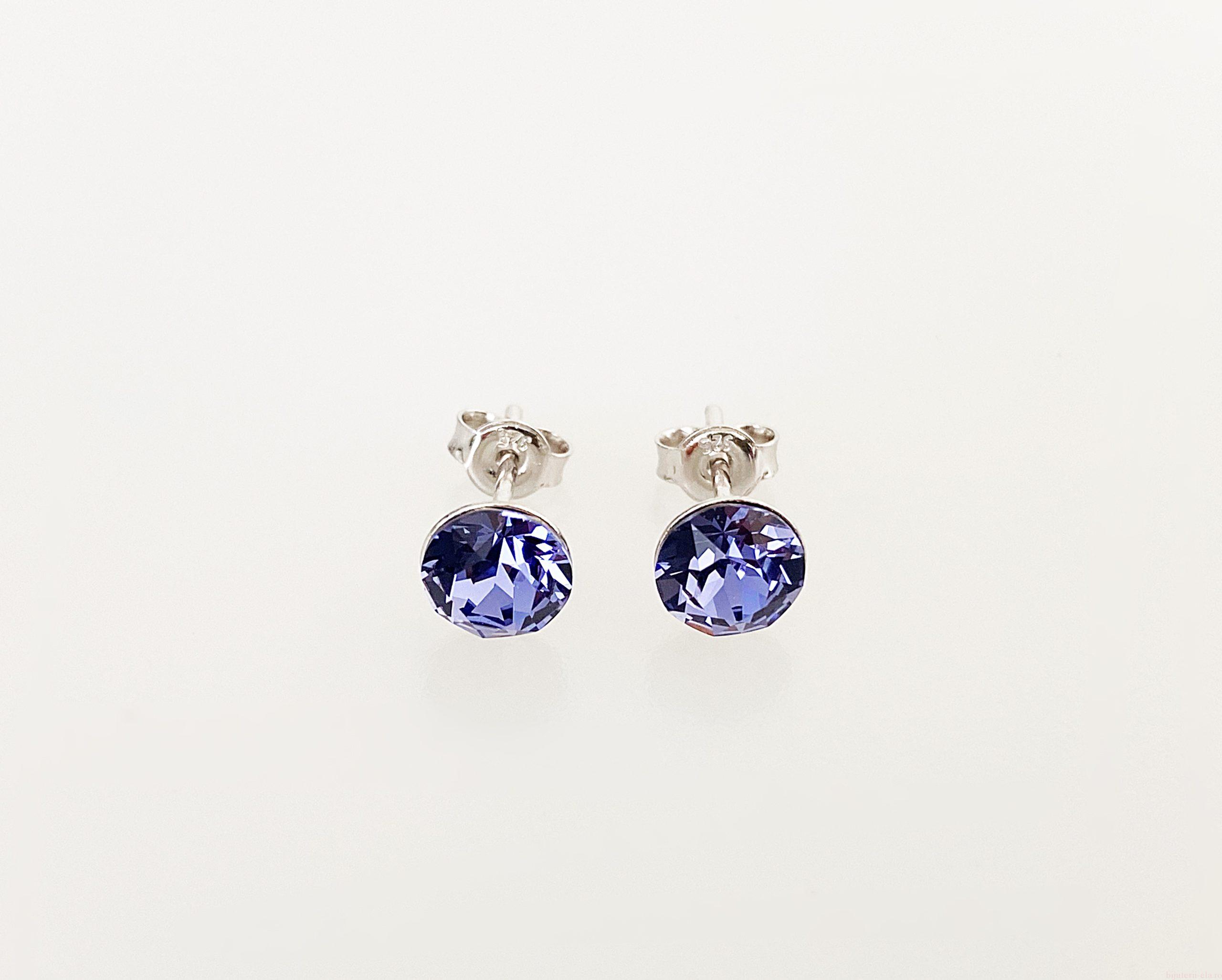 IMG_4505 Cercei din argint 925 rodiat, marcat, cu Swarovski, model Chaton, culoare Tanzanite, dimensiune cristale 6 mm. poza 1