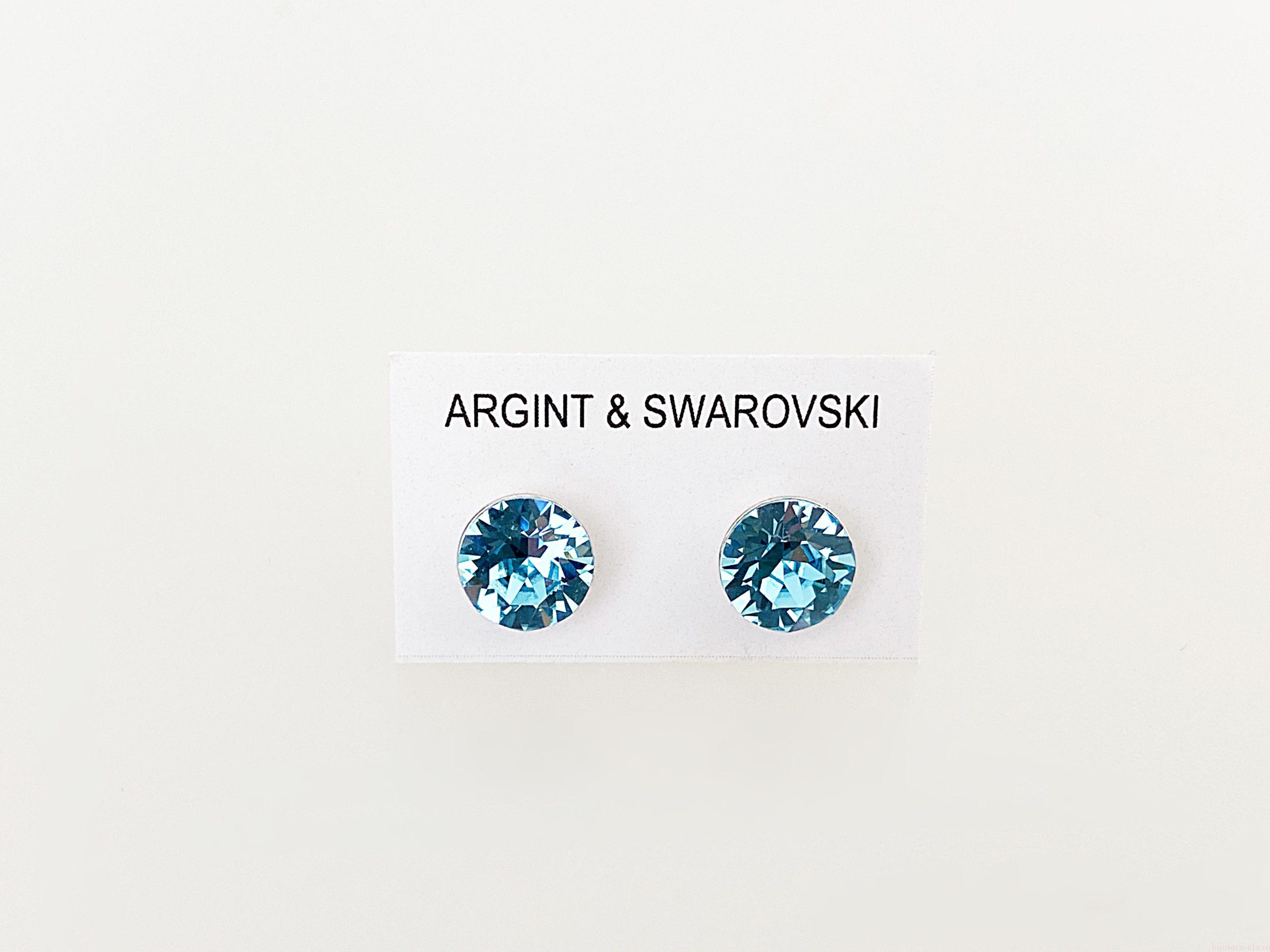 IMG_4514 Cercei din argint 925 rodiat, marcat, cu Swarovski, model Chaton, culoare Aquamarine, dimensiune cristale 6 mm. poza 2