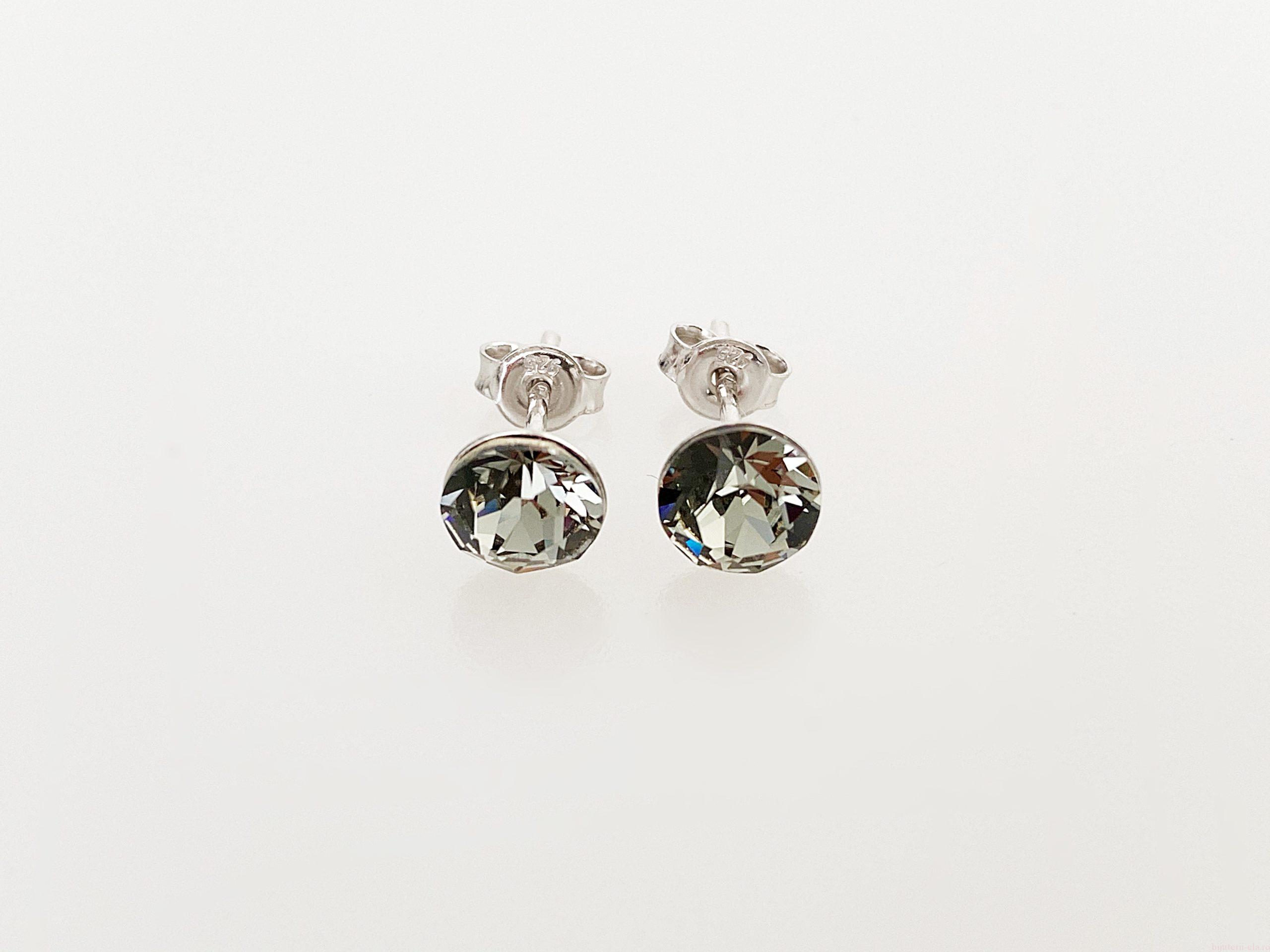 IMG_4550 Cercei din argint 925 rodiat, marcat, cu Swarovski, model Chaton, culoare Black Diamond, dimensiune cristale 6 mm. poza 1
