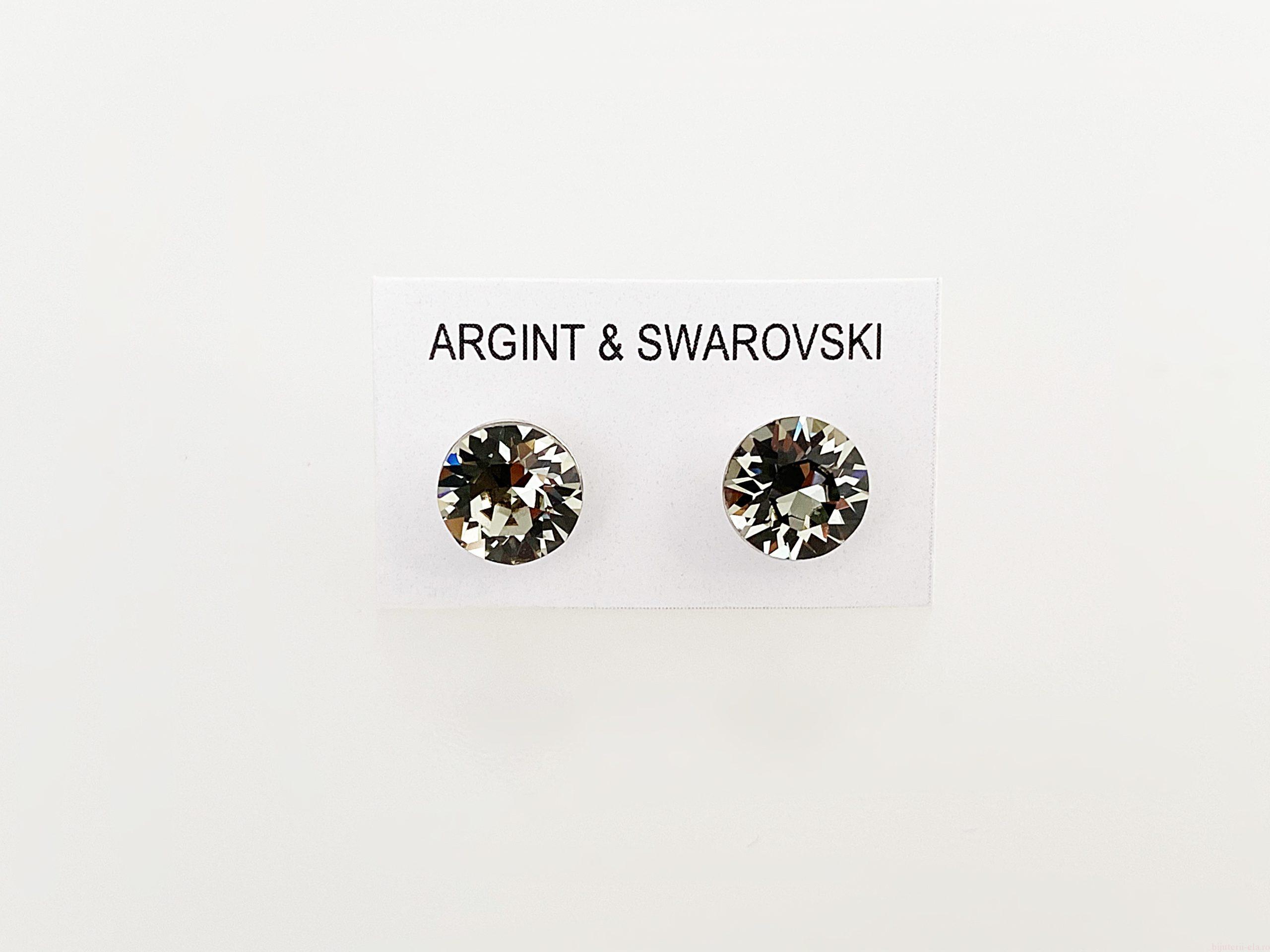 IMG_4551 Cercei din argint 925 rodiat, marcat, cu Swarovski, model Chaton, culoare Black Diamond, dimensiune cristale 6 mm.