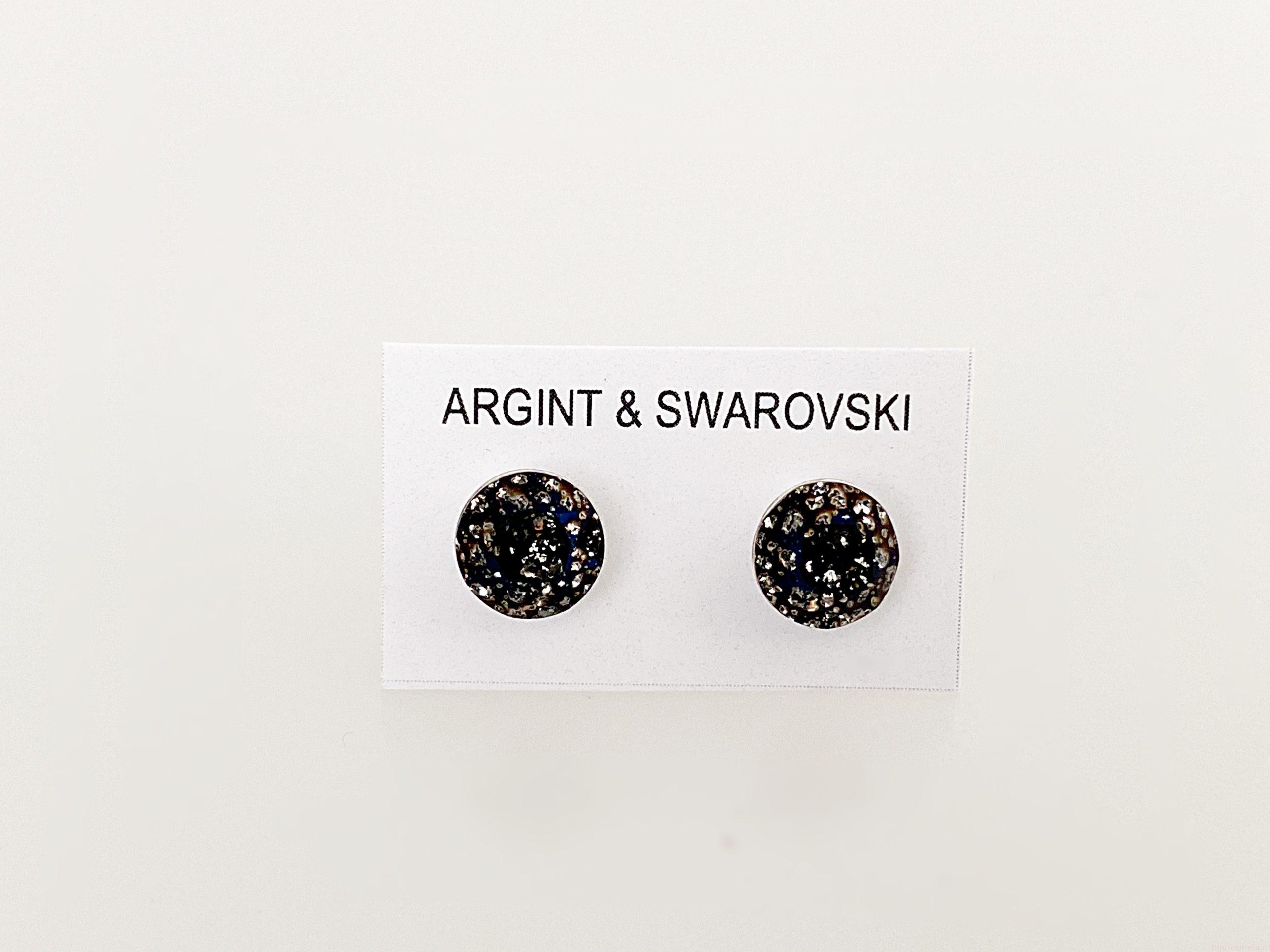IMG_4564 Cercei din argint 925 rodiat, marcat, cu Swarovski, model Chaton, culoare Black Patina, dimensiune cristale 6 mm. poza 2