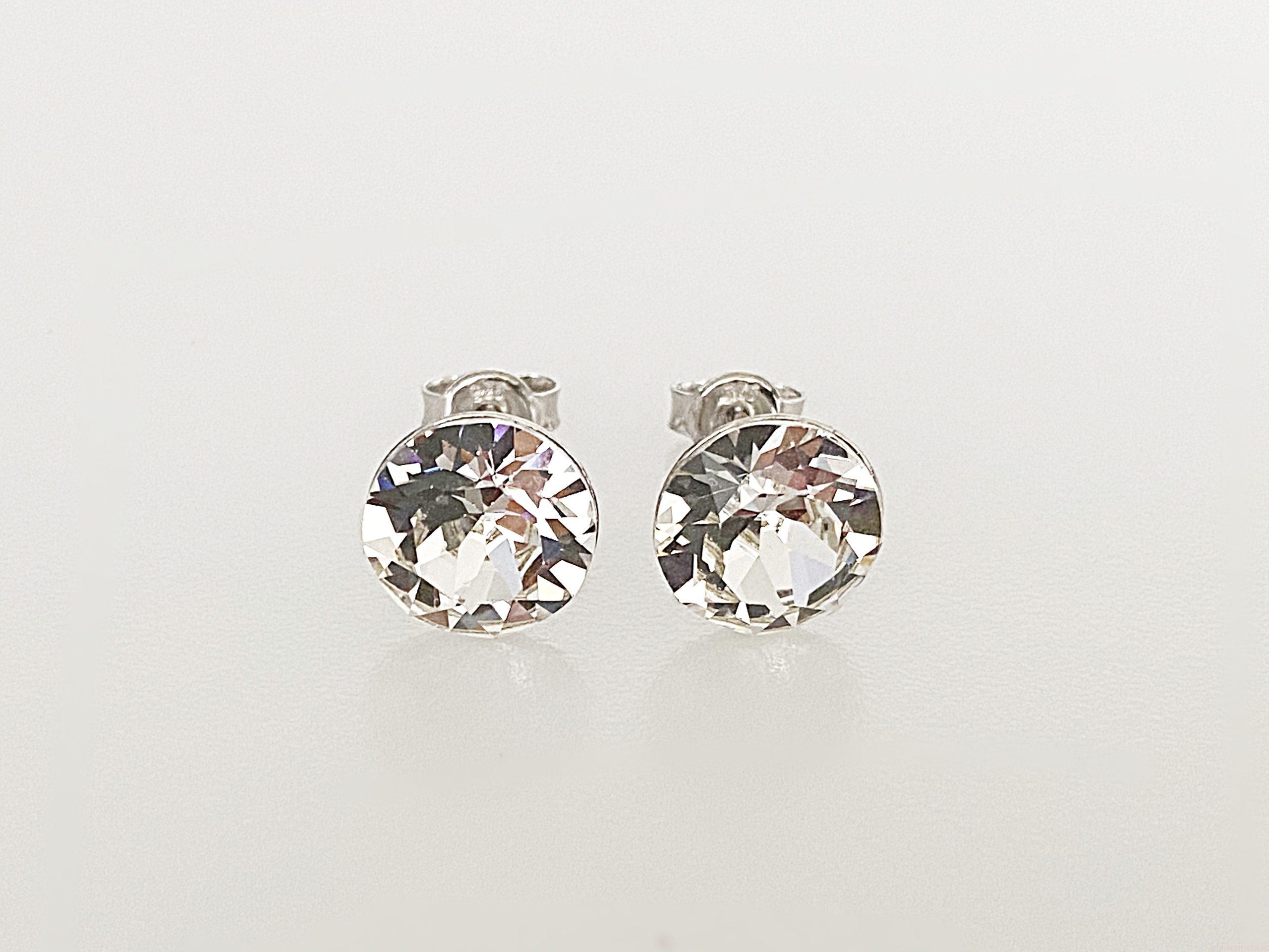 IMG_4618 Cercei din argint 925 rodiat, marcat, cu Swarovski, model Chaton, culoare Crystal, dimensiune cristale 8 mm. poza 1