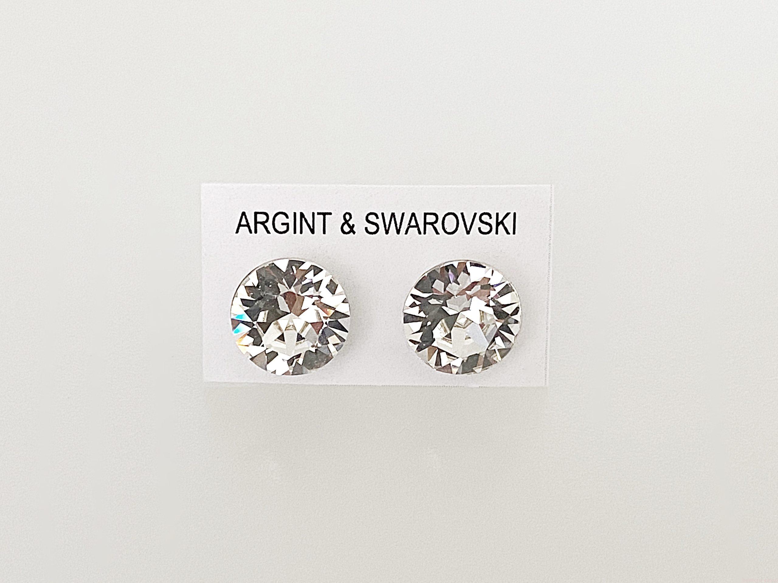 IMG_4619 Cercei din argint 925 rodiat, marcat, cu Swarovski, model Chaton, culoare Crystal, dimensiune cristale 8 mm. poza 2