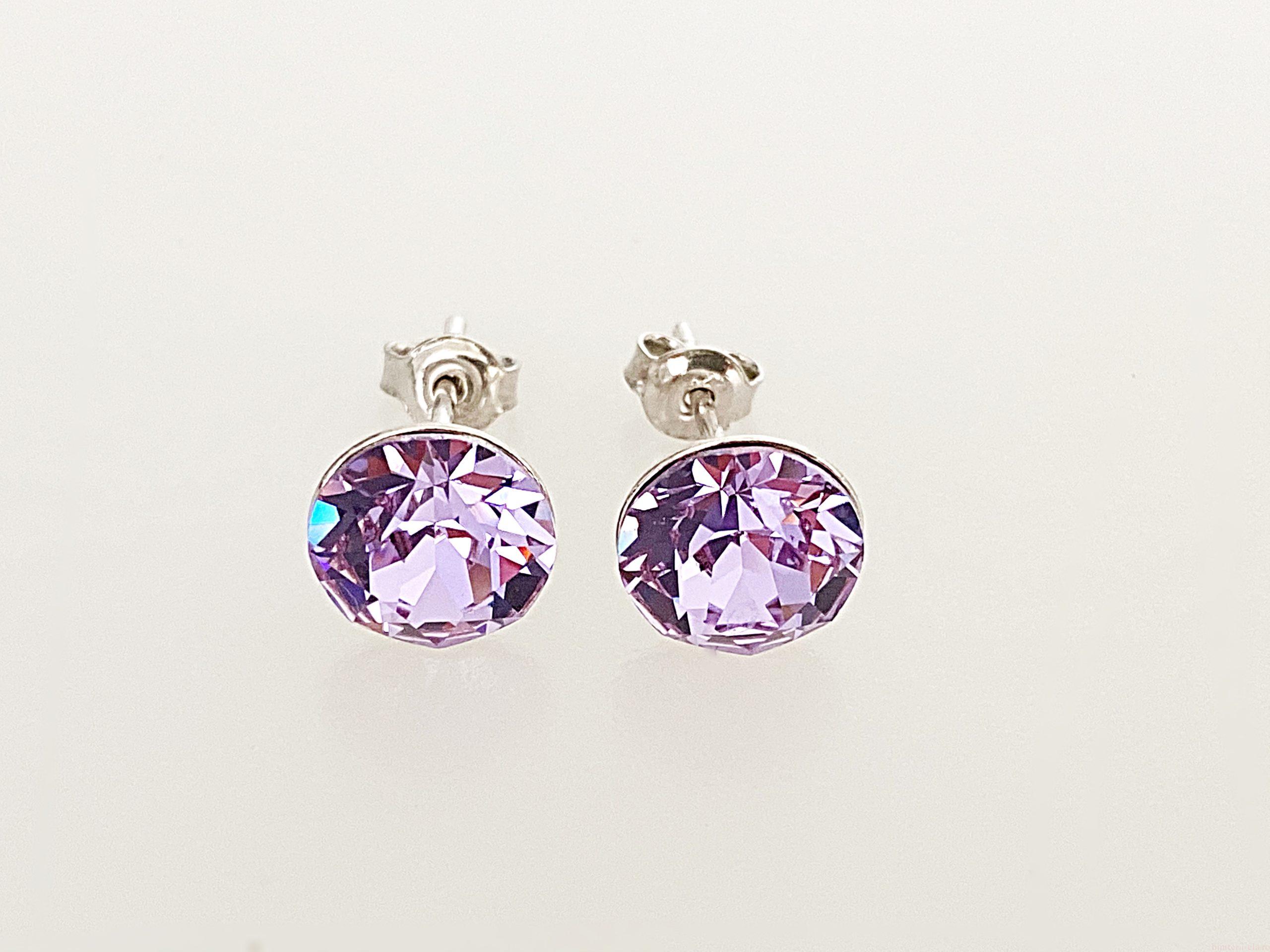 IMG_4644 Cercei din argint 925 rodiat, marcat, cu Swarovski, model Chaton, culoare Violet, dimensiune cristale 8 mm poza 1