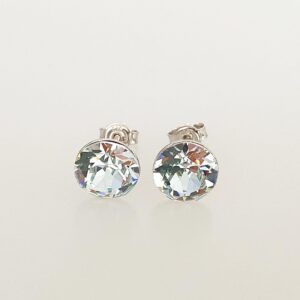 Cercei din argint 925 rodiat, marcat, cu Swarovski, model Chaton, culoare Light Azore, dimensiune cristale 8 mm poza 1