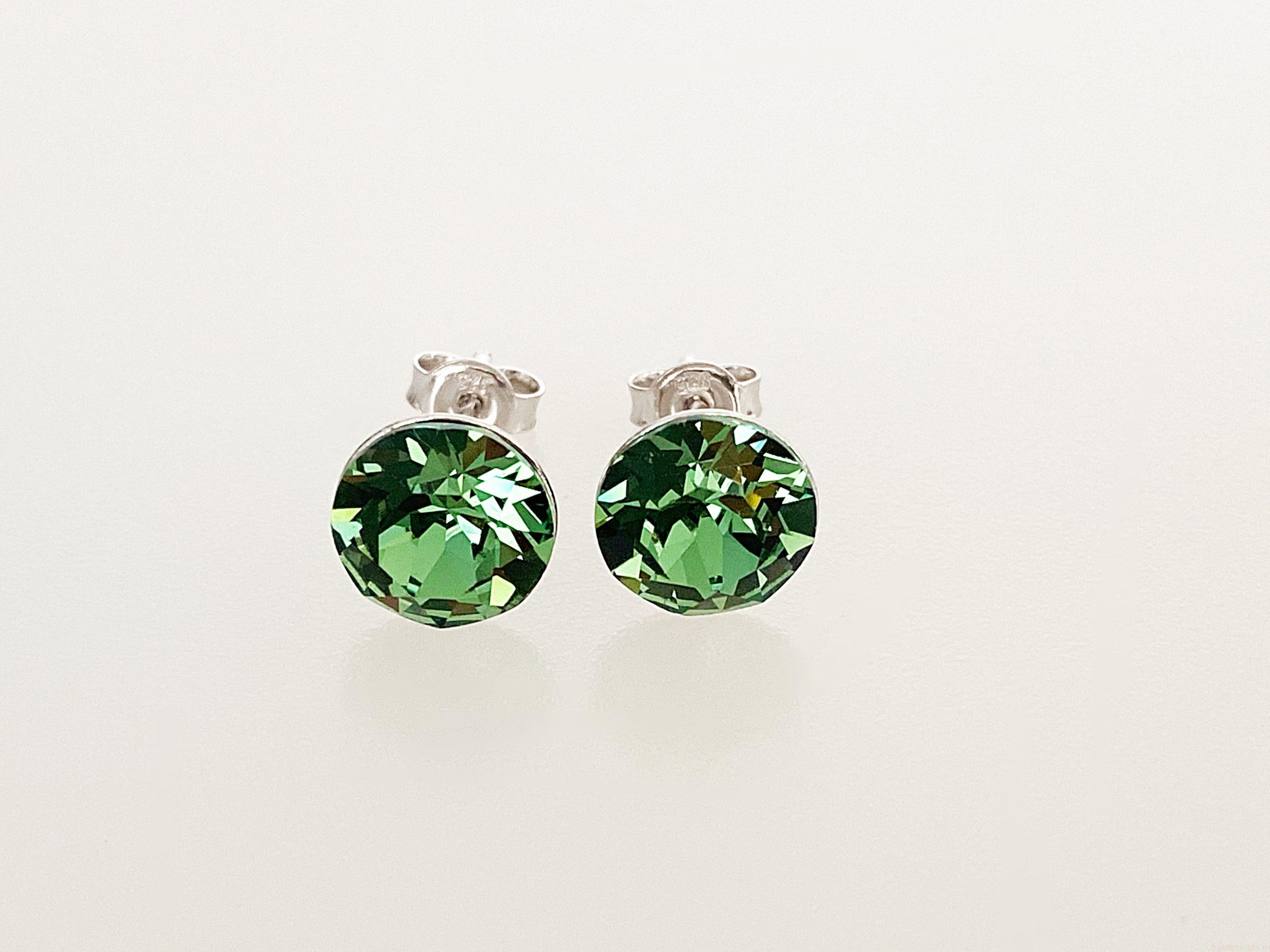 IMG_4704 Cercei din argint 925 rodiat, marcat, cu Swarovski, model Chaton, culoare Erinite, dimensiune cristale 8 mm poza 1