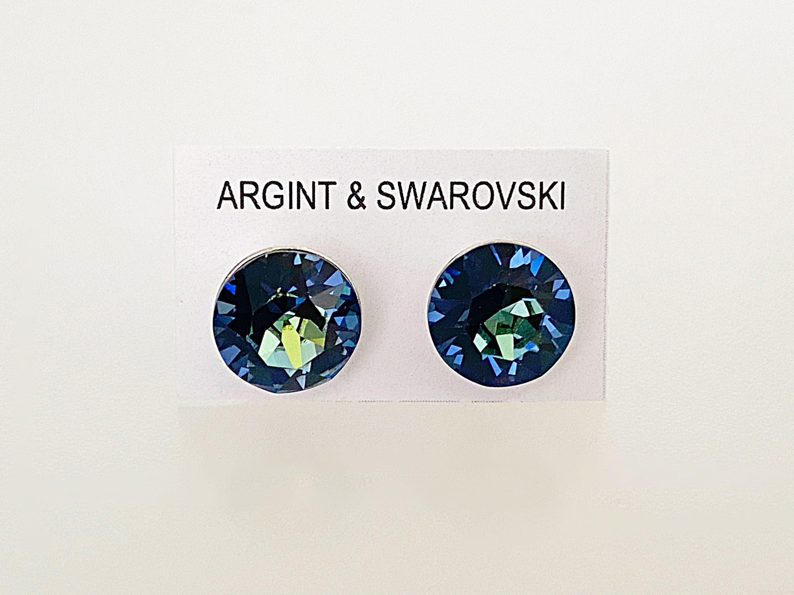 IMG_4709 Cercei din argint 925 rodiat, marcat, cu Swarovski, model Chaton, culoare Sahara, dimensiune cristale 8 mm poza 2