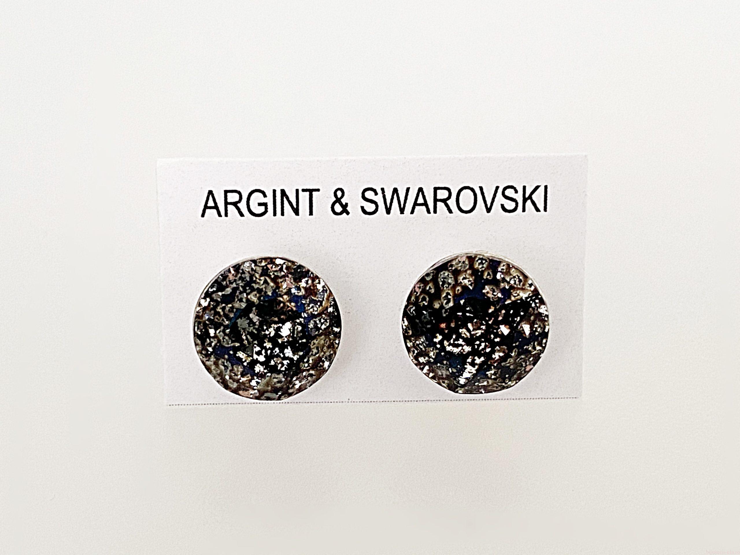 IMG_4723 Cercei din argint 925 rodiat, marcat, cu Swarovski, model Chaton, culoare Black Patina, dimensiune cristale 8 mm poza 2