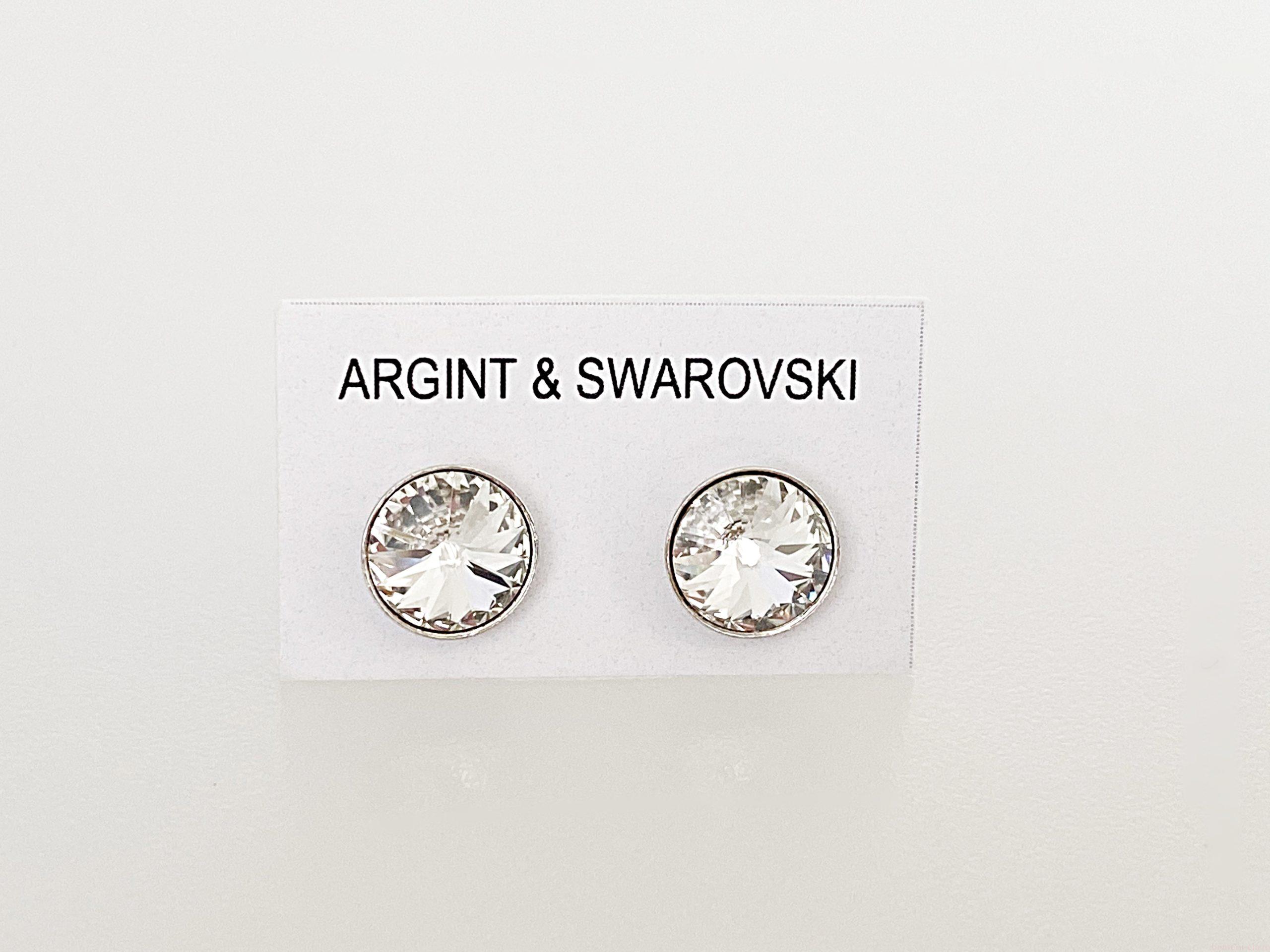 IMG_4735 Cercei din argint 925 rodiat, marcat, cu Swarovski, model Rivoli, culoare Crystal, poza 2