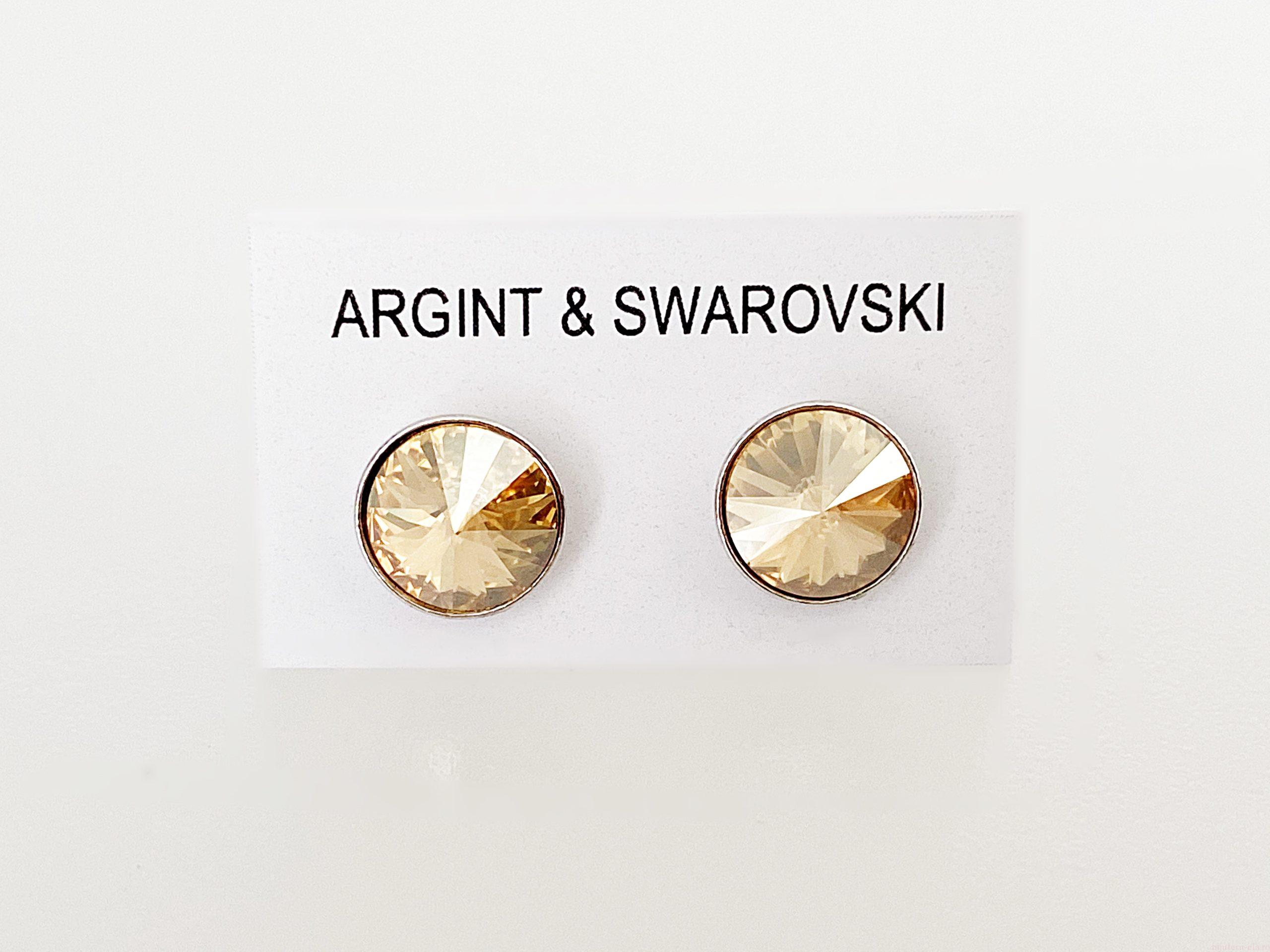 IMG_4743 Cercei din argint 925 rodiat, marcat, cu Swarovski, model Rivoli, culoare Golden Shadow poza 2