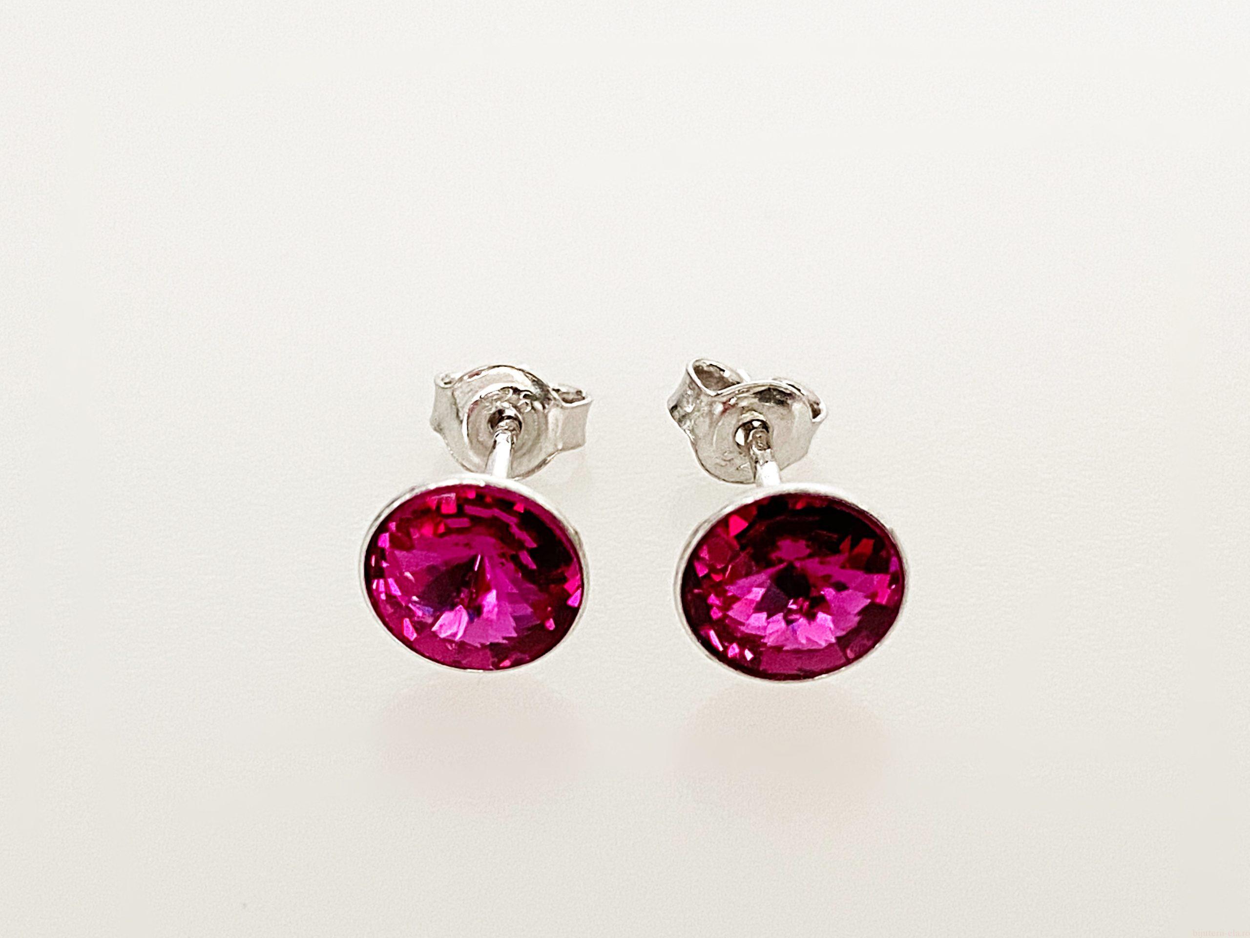 IMG_4754 Cercei din argint 925 rodiat, marcat, cu Swarovski, model Rivoli, culoare Fuchsia poza 1