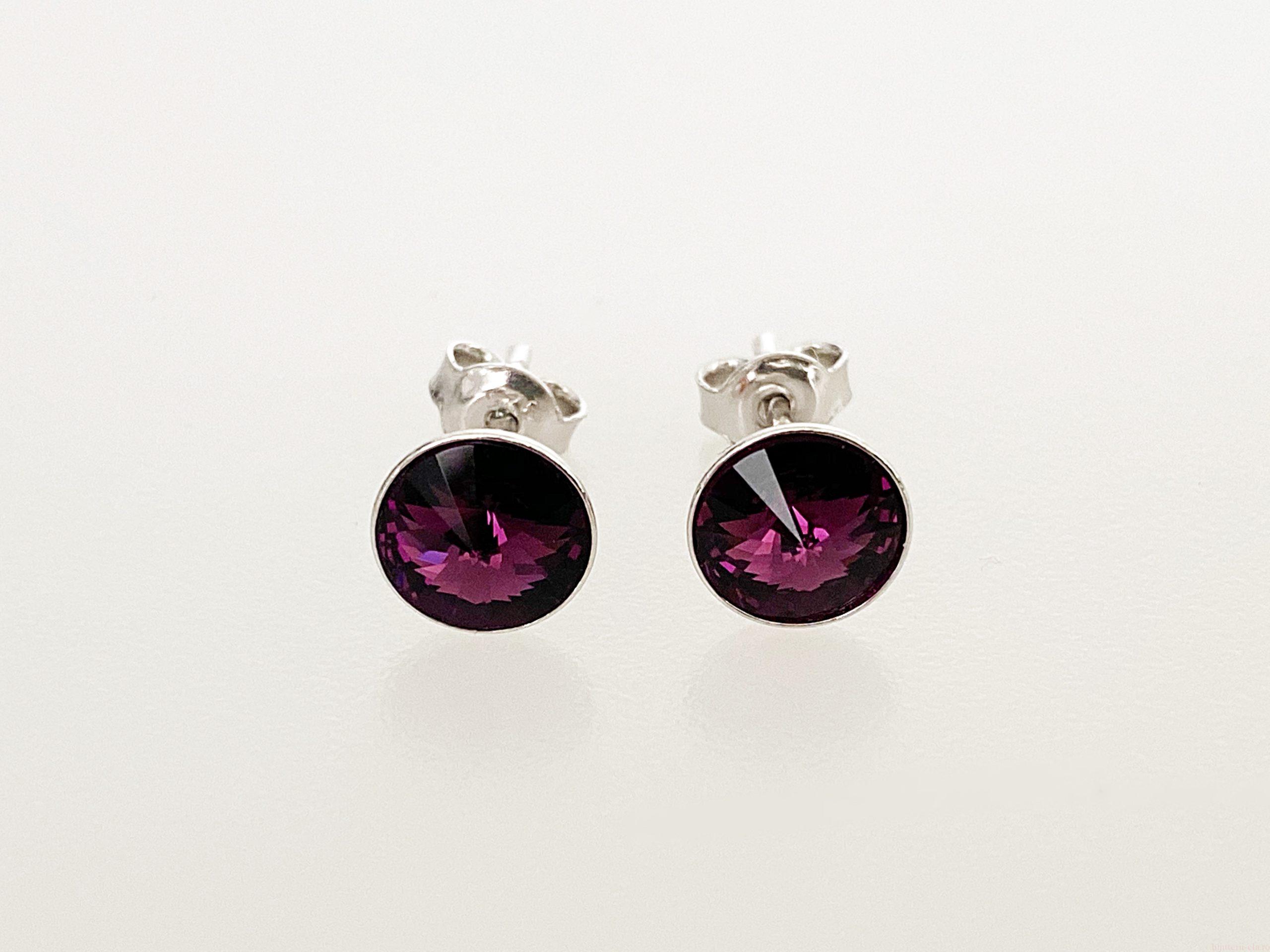 IMG_4759 Cercei din argint 925 rodiat, marcat, cu Swarovski, model Rivoli, culoare Amethyst poza 1