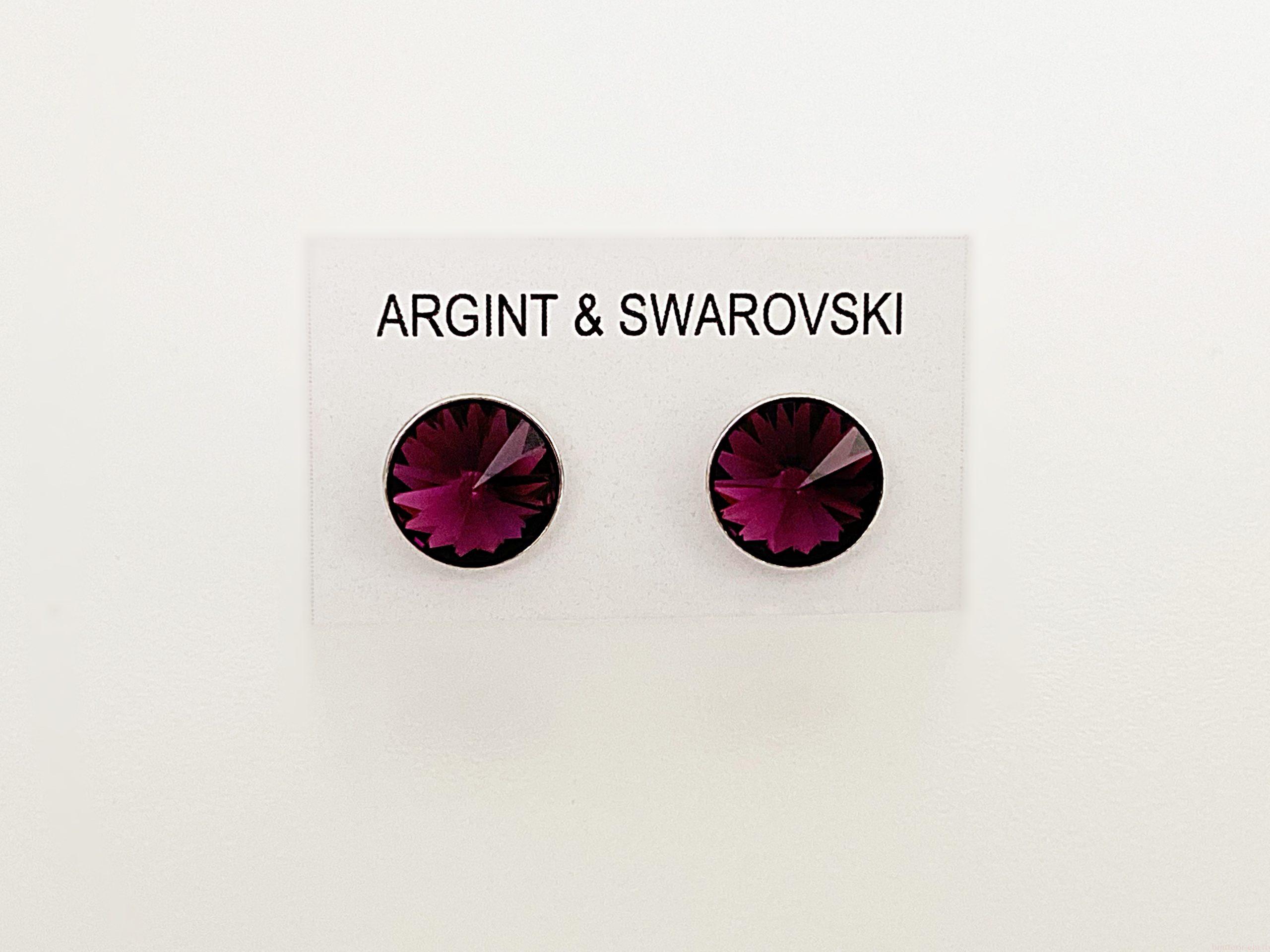 IMG_4760 Cercei din argint 925 rodiat, marcat, cu Swarovski, model Rivoli, culoare Amethyst poza 2