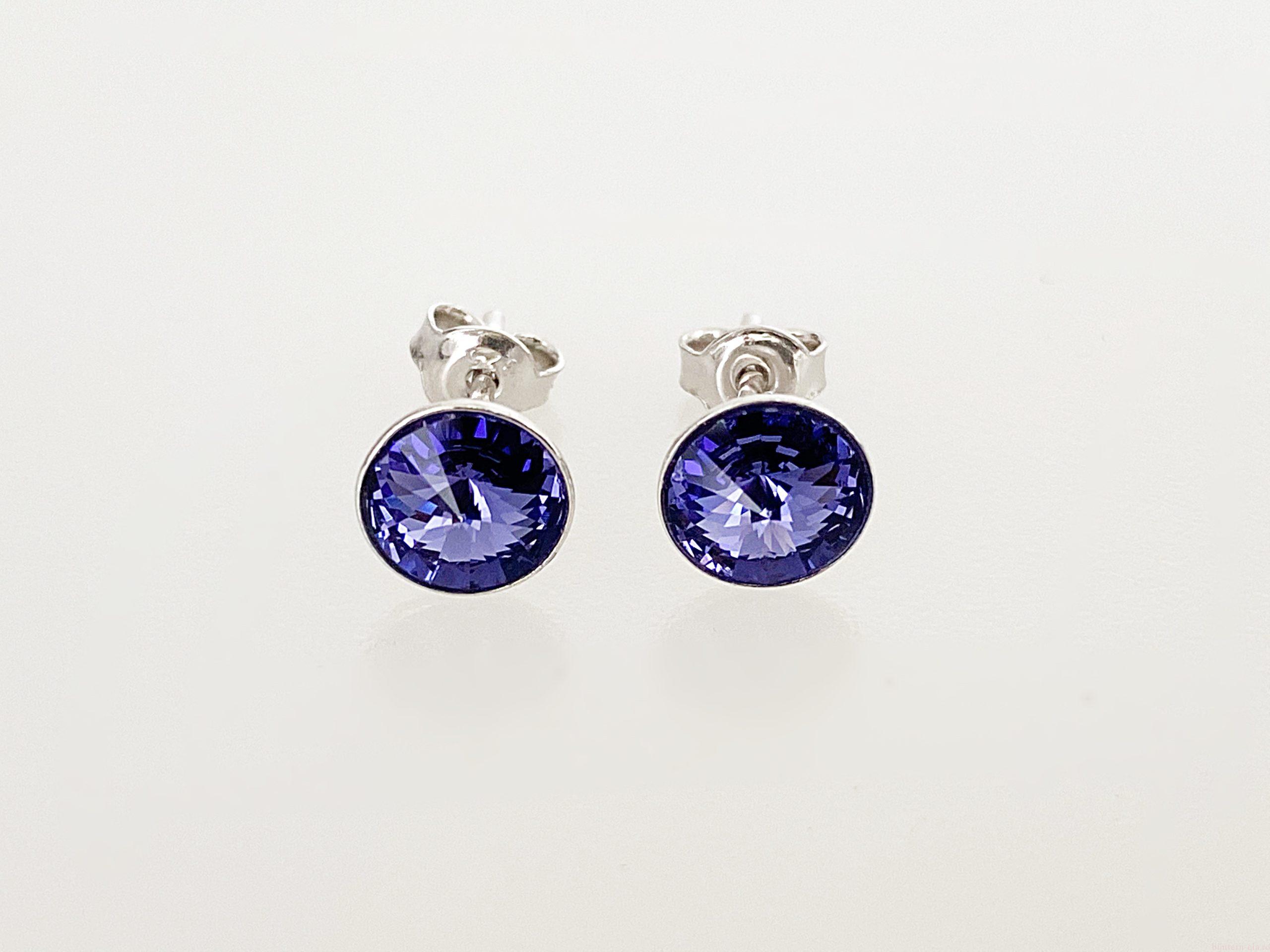 IMG_4771 Cercei din argint 925 rodiat, marcat, cu Swarovski, model Rivoli, culoare Tanzanite poza 1