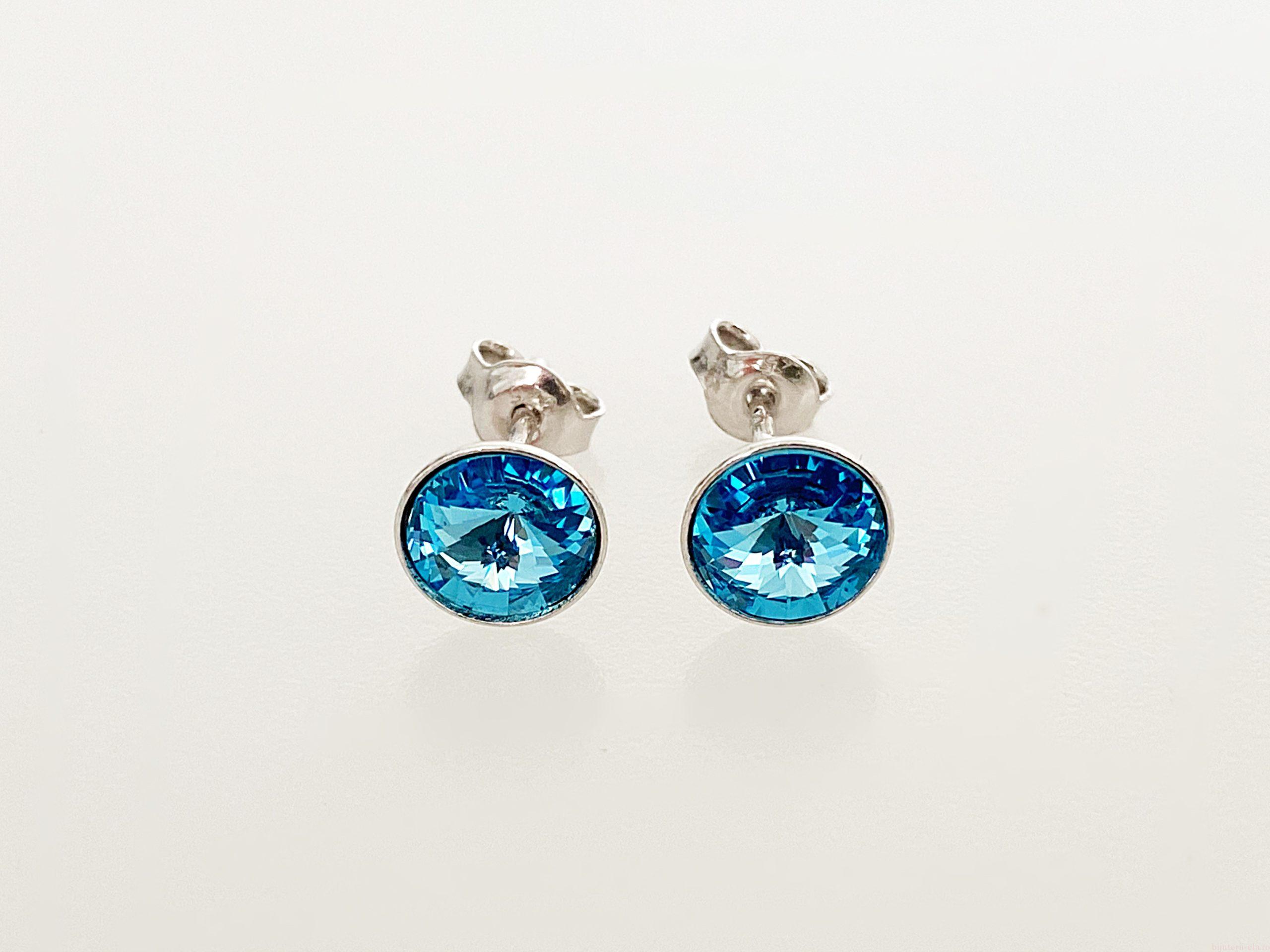 IMG_4775 Cercei din argint 925 rodiat, marcat, cu Swarovski, model Rivoli, culoare Aquamarine poza 1