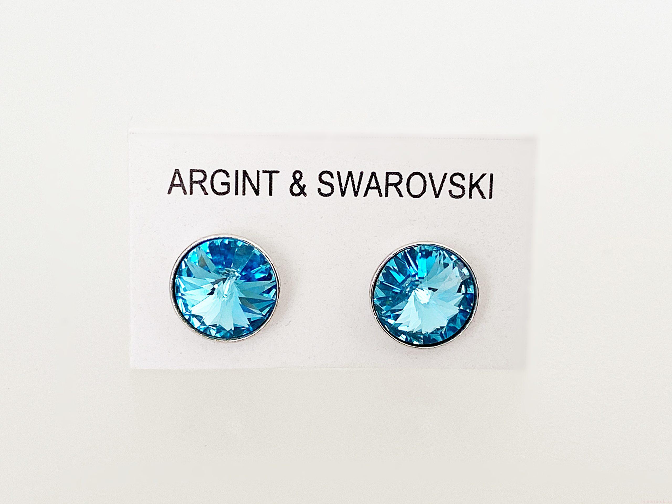 IMG_4776 Cercei din argint 925 rodiat, marcat, cu Swarovski, model Rivoli, culoare Aquamarine poza 2