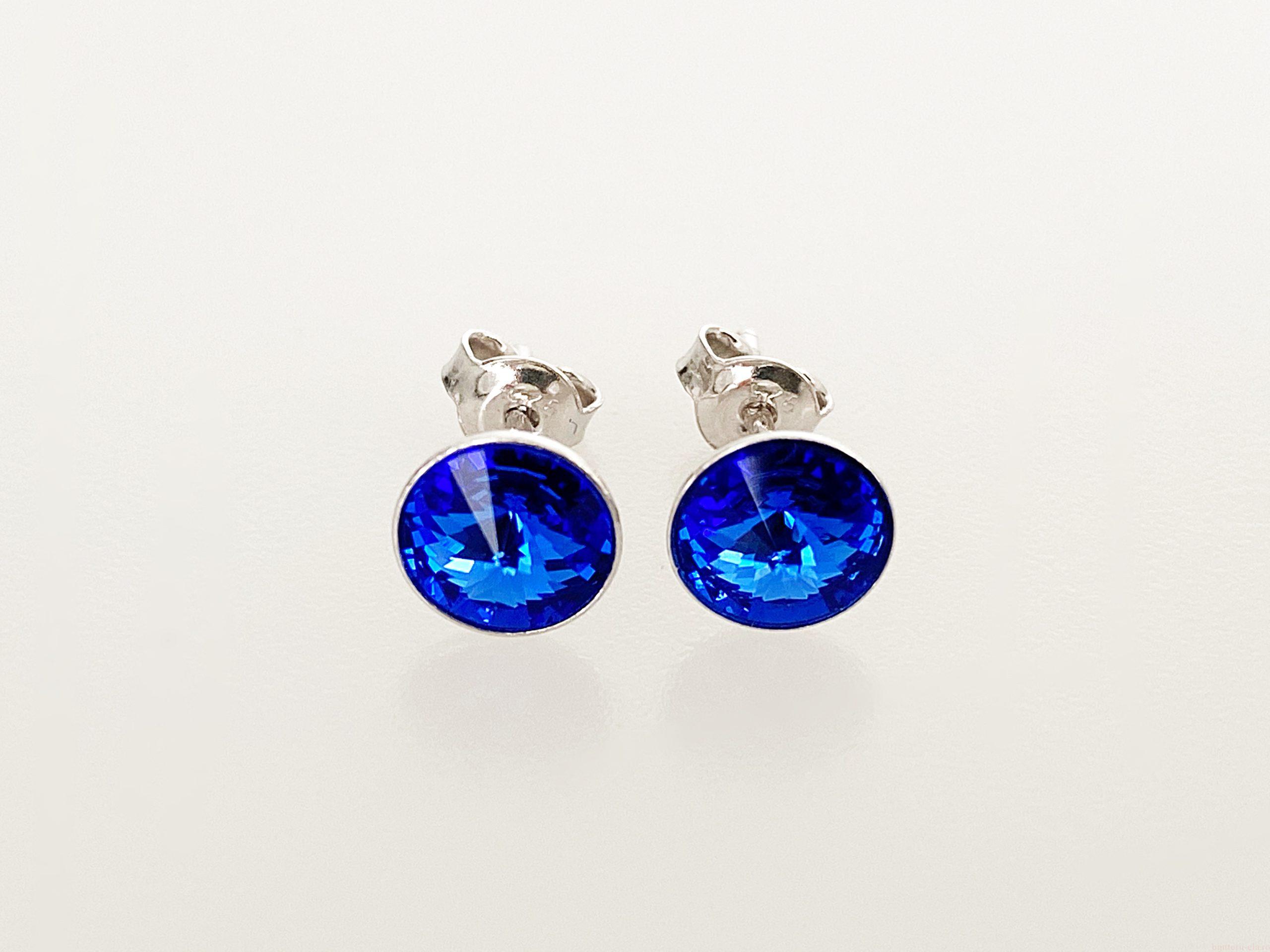 IMG_4784 Cercei din argint 925 rodiat, marcat, cu Swarovski, model Rivoli, culoare Sapphire poza 1