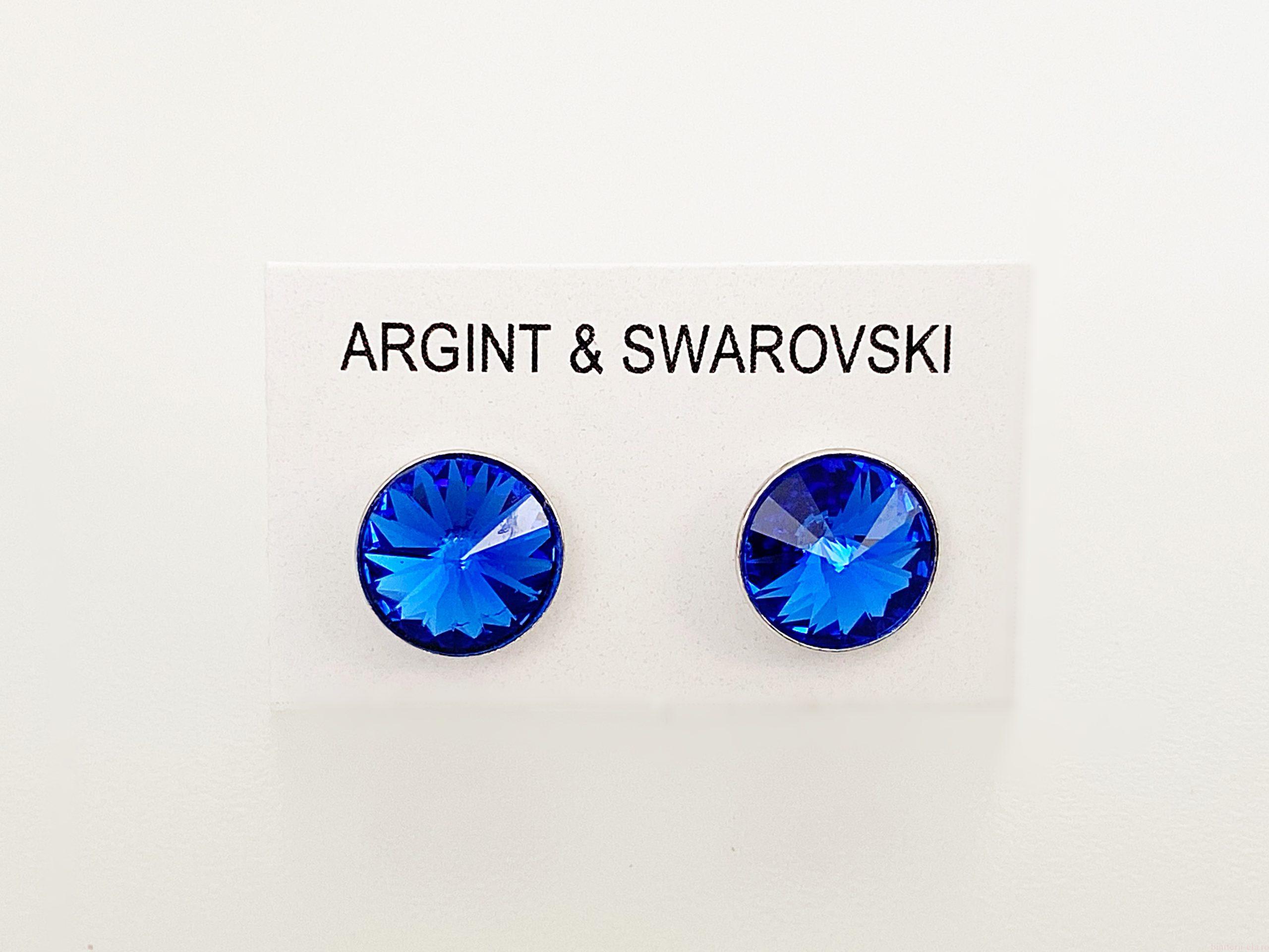 IMG_4785 Cercei din argint 925 rodiat, marcat, cu Swarovski, model Rivoli, culoare Sapphire poza 2
