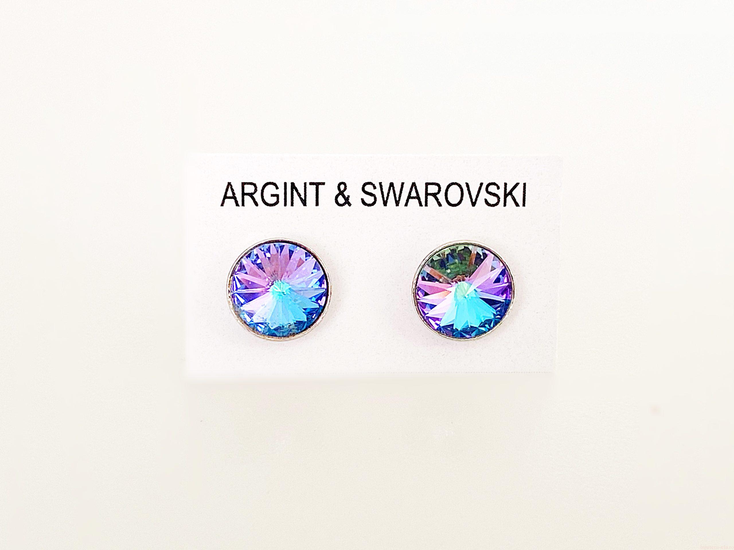 IMG_4789 Cercei din argint 925 rodiat, marcat, cu Swarovski, model Rivoli, culoare Vitrail Light poza 2
