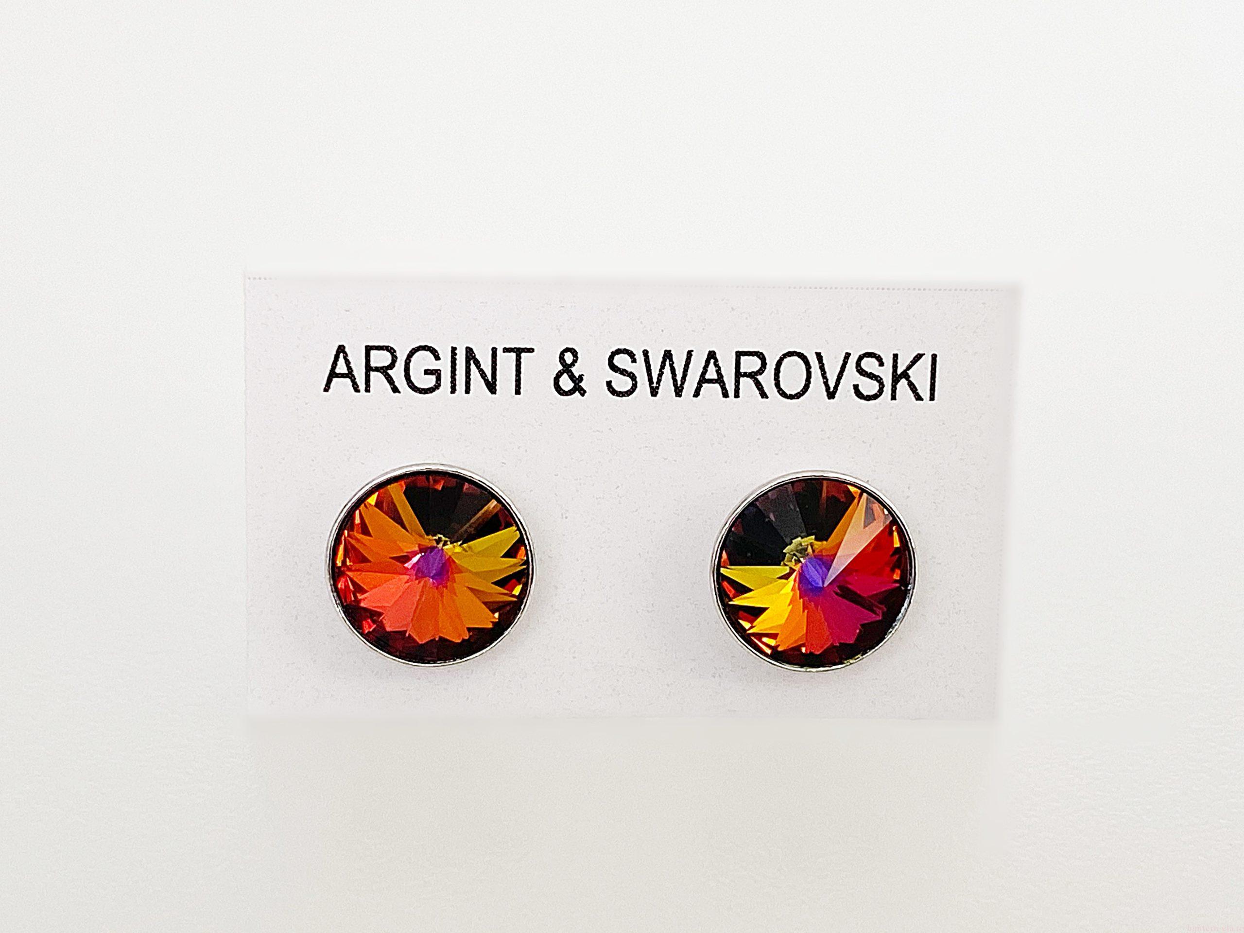 IMG_4793 Cercei din argint 925 rodiat, marcat, cu Swarovski, model Rivoli, culoare Vitrail Medium poza 2