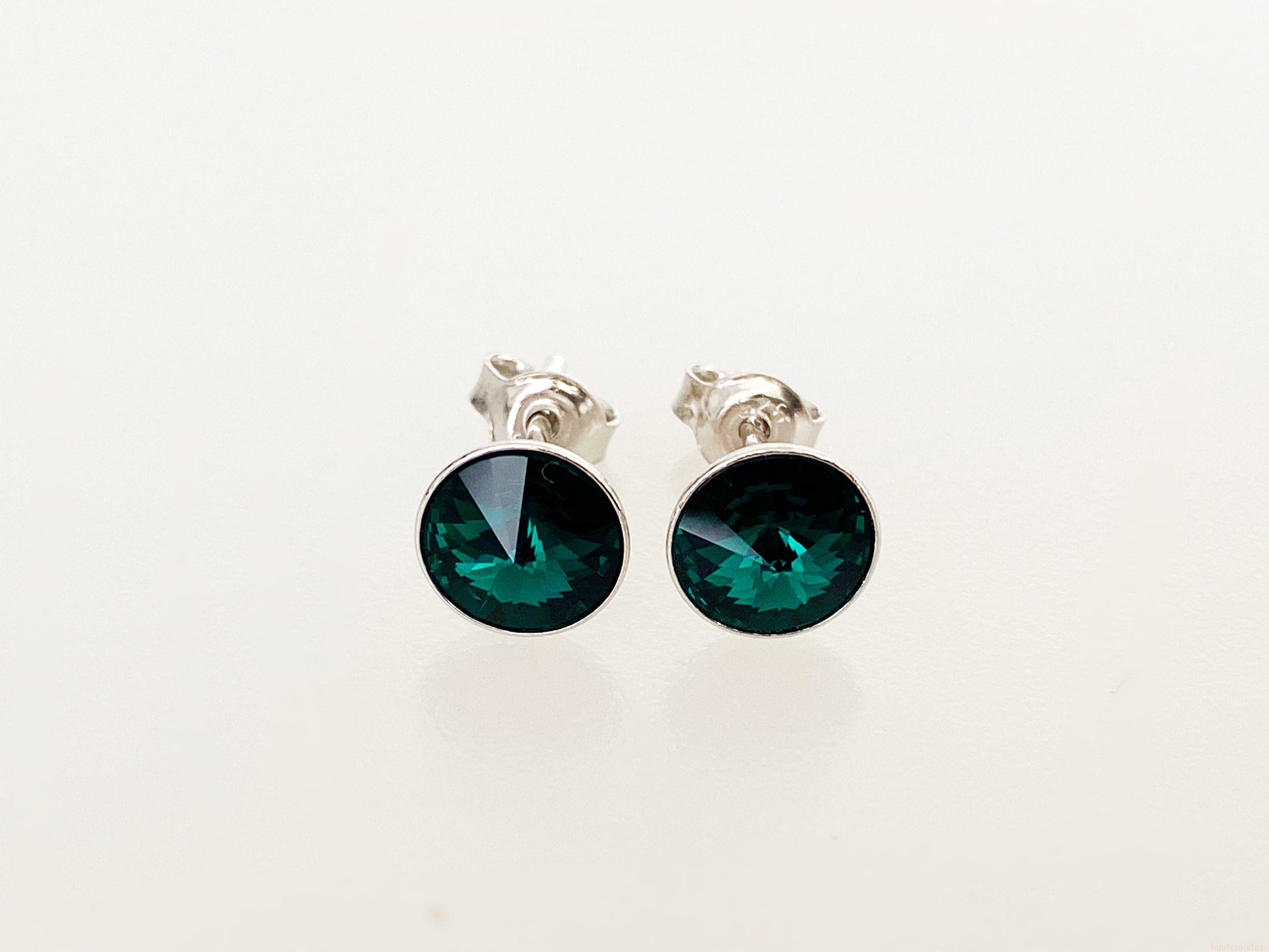 IMG_4796 Cercei din argint 925 rodiat, marcat, cu Swarovski, model Rivoli, culoare Emerald, poza 1