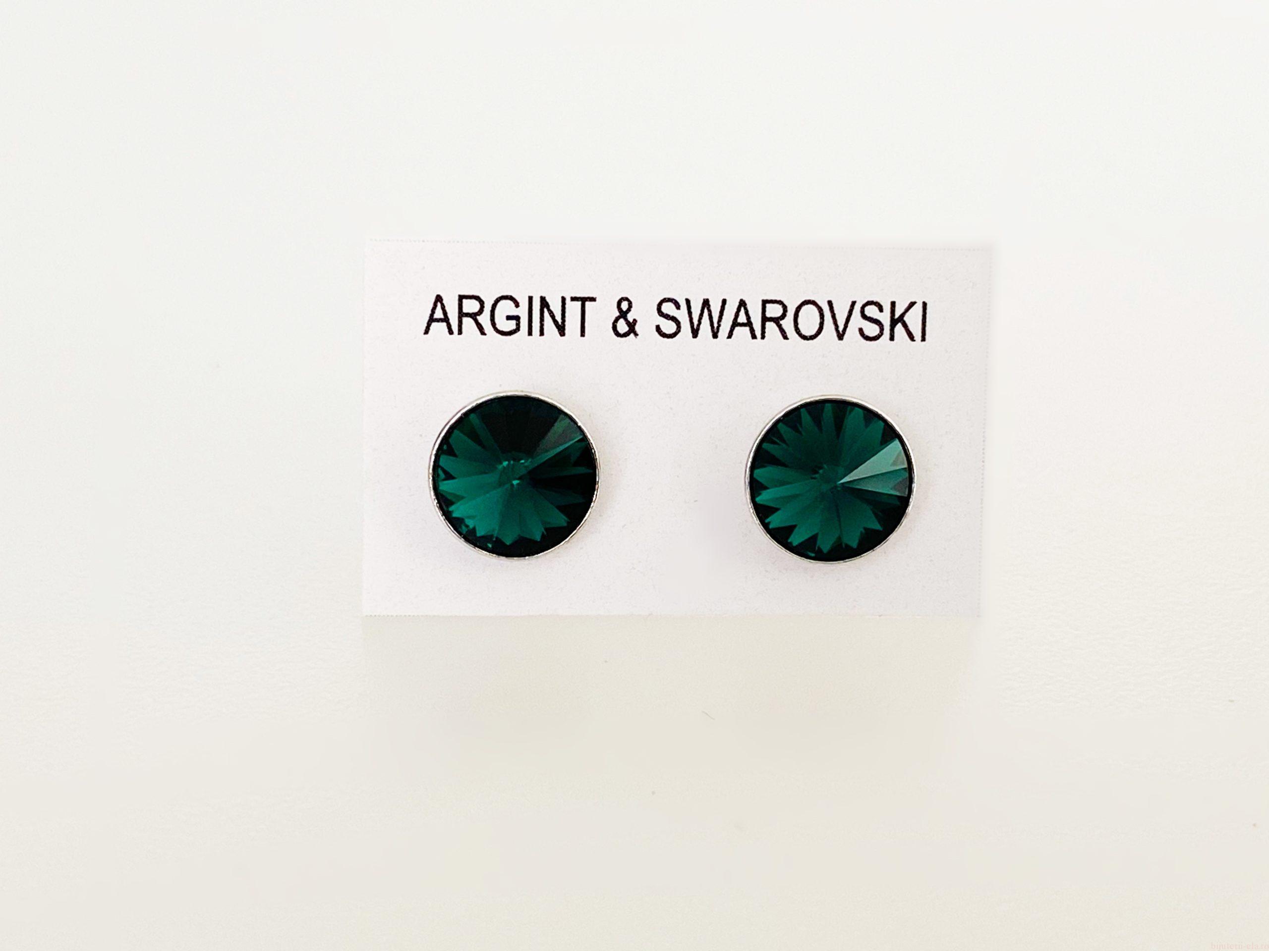 IMG_4797 Cercei din argint 925 rodiat, marcat, cu Swarovski, model Rivoli, culoare Emerald, poza 2